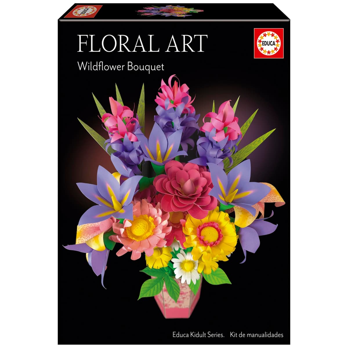 Educa - Ramo de Flores Silvestres Floral Art | Kit de manualidad para realizar diecinueve flores silvestres de papel sin necesidad de pegamento, ni tijeras. A partir de 14 años (20141)