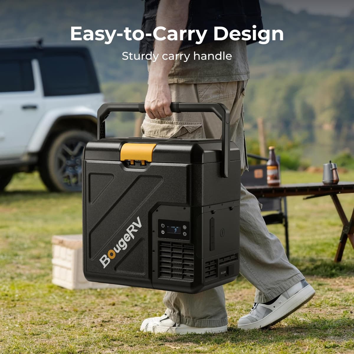 BougeRV CRH20 12V Car Fridge with 240Wh Battery, 20L Compressor Refrigerator, Portable Freezer, IPX4 APP Control -20℃ to 20℃, 12/24V DC, 110~240V AC for RV Road Trips Truck Camping Outdoor (2026 New) — view 5