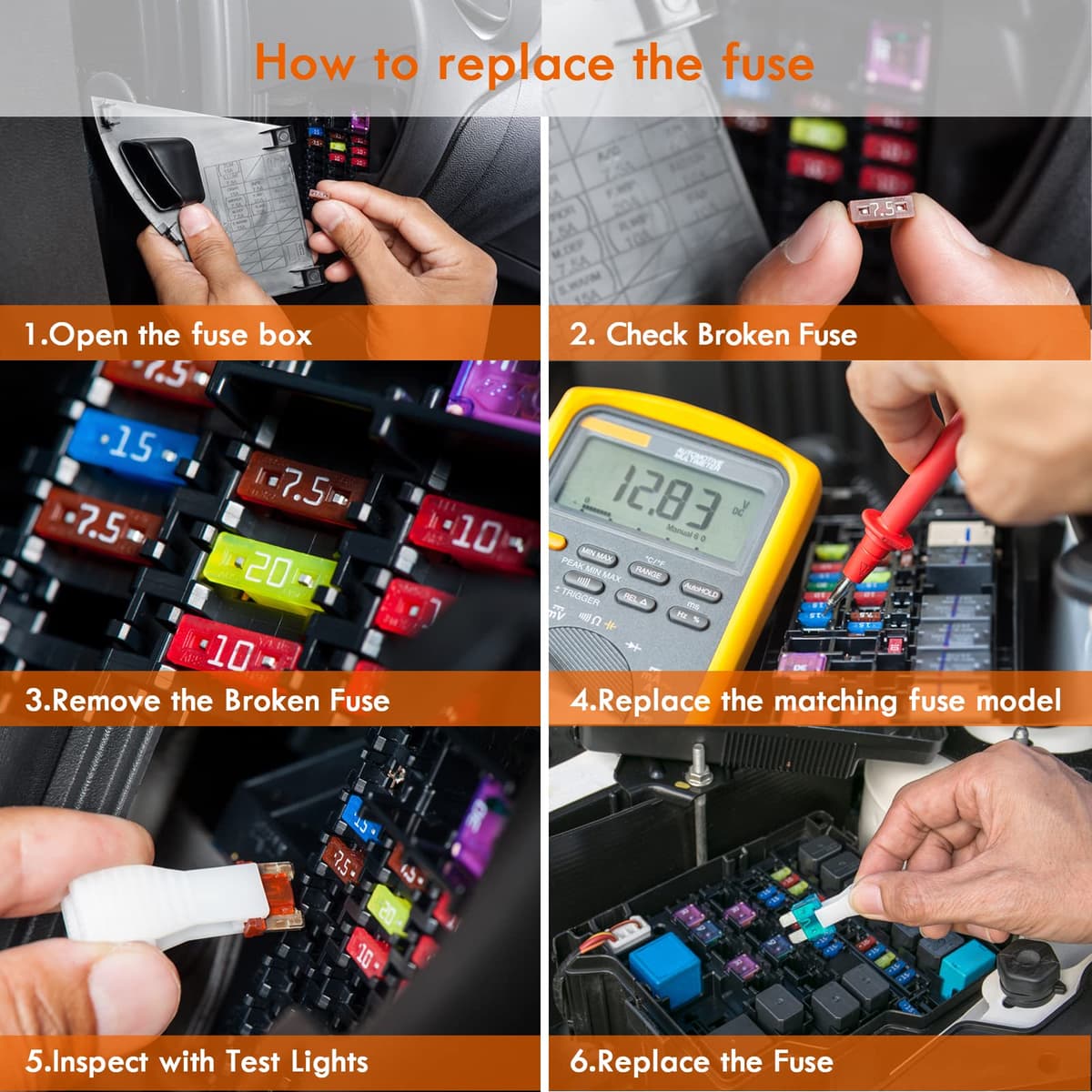 Car fuses 165Pcs, Gorffy Car Fuse Assorted 108 Mini + 57 Standard Blade Fuses 2A 3A 5A 7.5A10A 15A 20A 25A 30A 40A with Storage Case and Fuse Extrator for Automotive ATM/ATC/ATO — view 5