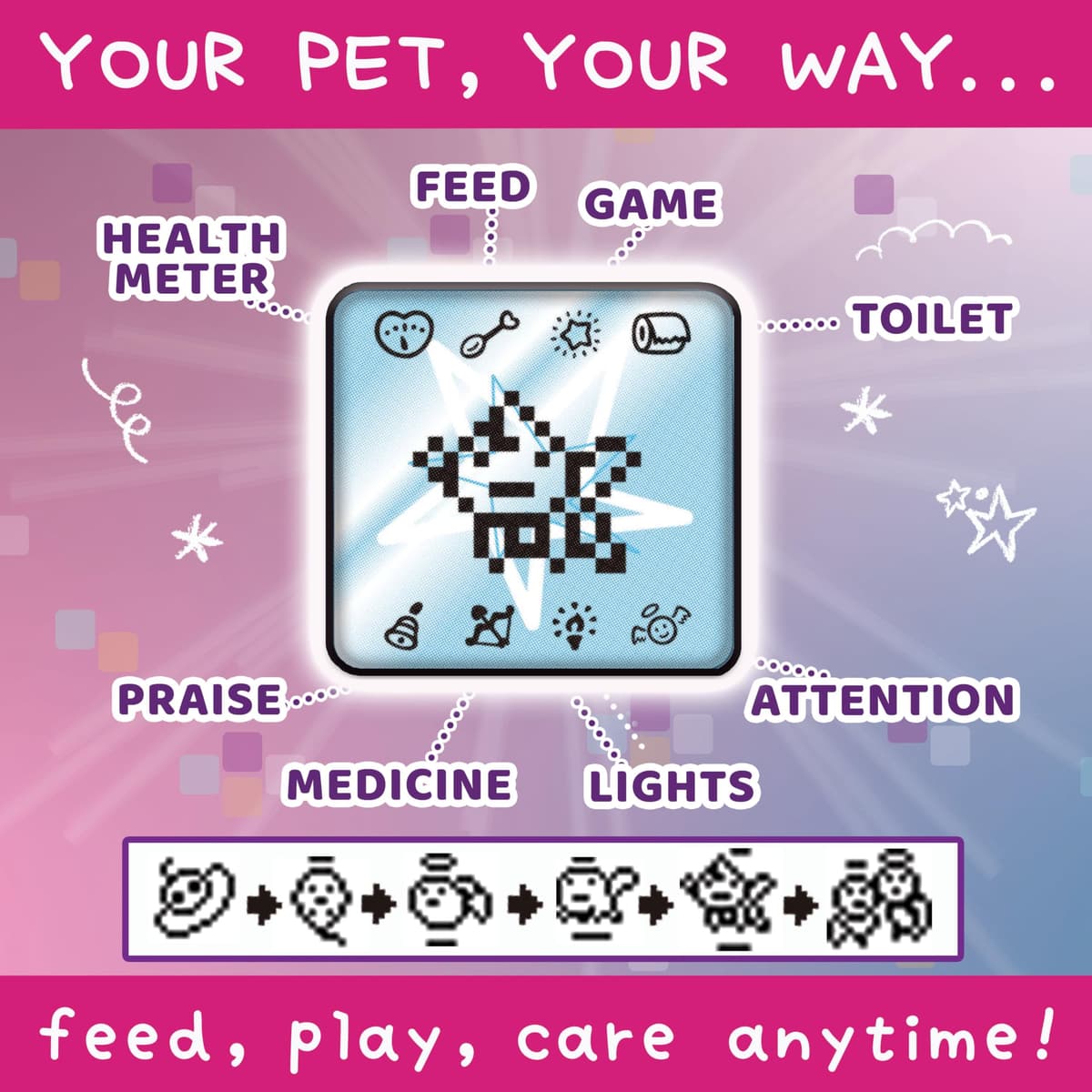 BANDAI Tamagotchi Angel Mascota Virtual Sky, Multicolor 42990 | Conviértete en su ángel guardián: aliméntalo, cuídalo, Juega y ayúdalo a evolucionar. ¡Una Mascota Celestial! +8 años — view 3