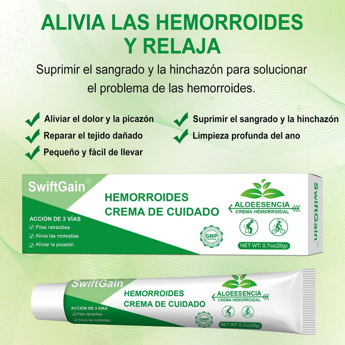 Hemorrhoid Relief Cream, Suitable for Relieving Pain, Swelling, Itching and Bleeding, Protecting Delicate Skin (20G 1-Pack) — view 2