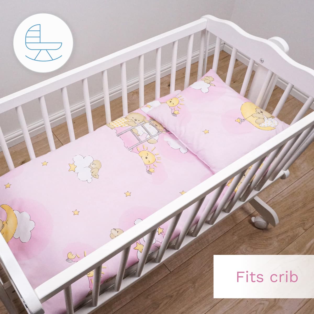 Baby Comfort 4 Piece Duvet Pillow Duvet Cover Pillowcase 80x70 cm Bedding Set 12M+ (Ladders Pink) — view 7