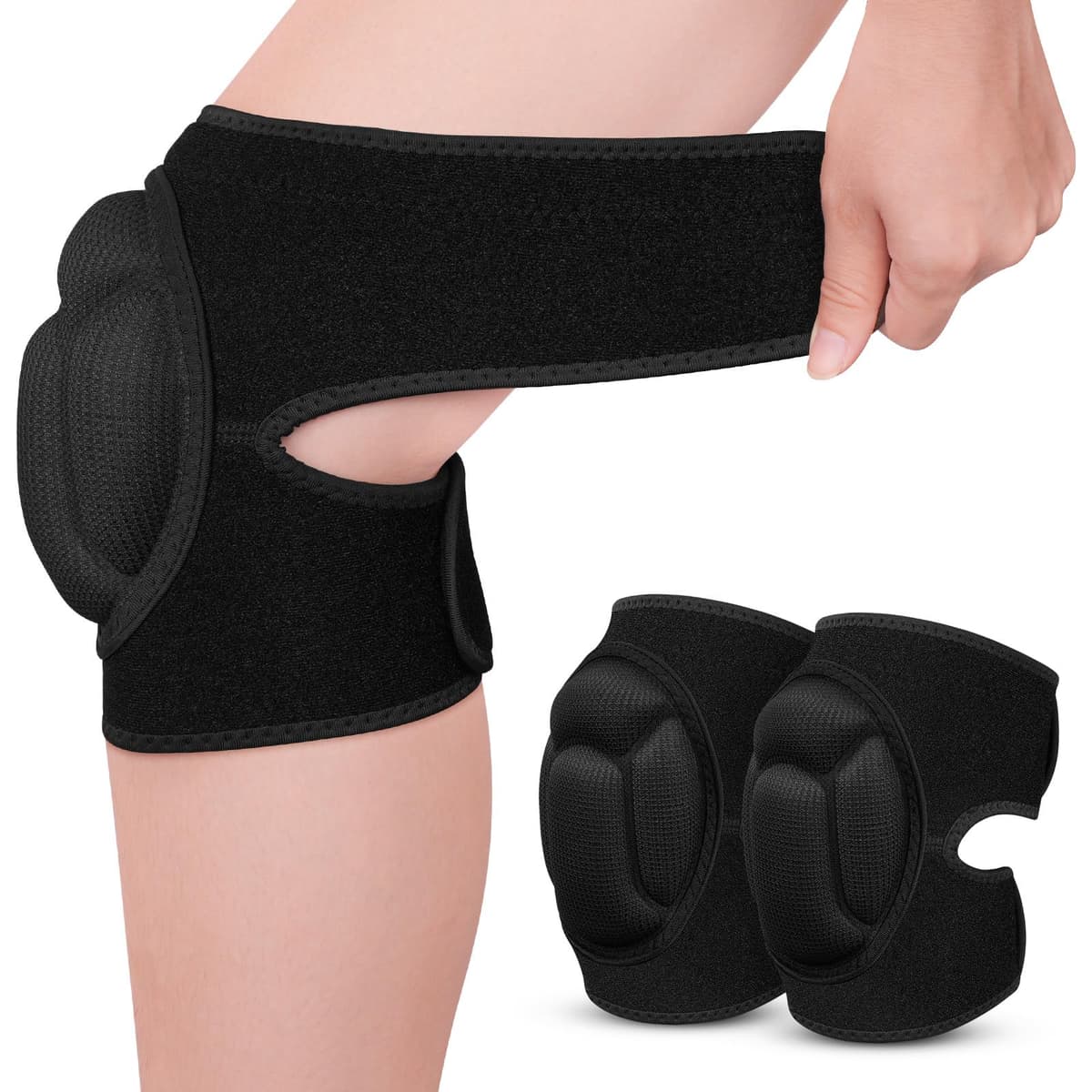 flintronic 1 Par Rodilleras Trabajo, Protección para la Rodilla, Esponja Eva De 20 Mm de Grosor, Antideslizantes para Rodilleras Voleibol Ajustables Adecuadas para Voleibol, Baile, Jardín (L,Negro) — view 9