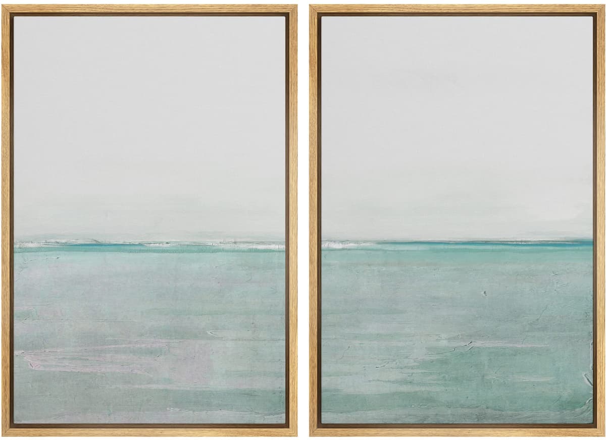 MUDECOR Framed Canvas Print Wall Art Set Watercolor Pastel Duotone Tan Landscape Abstract Shapes Illustrations Modern Art Decorative Contemporary for Living Room, Bedroom, Office - 24"x36"x2 Natural — view 94