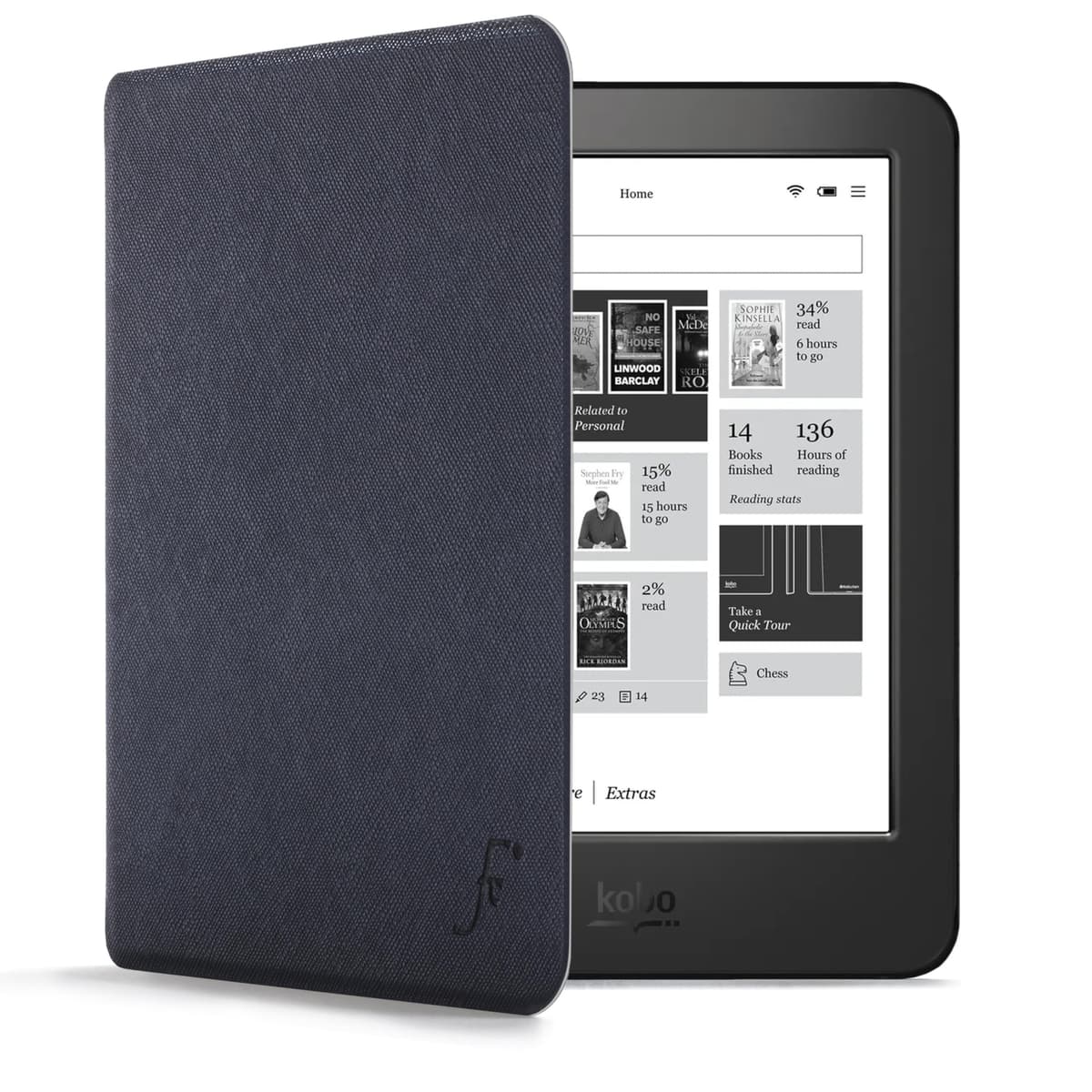 Forefront Cases Funda para Kobo Aura Edition 2 (Modelo: N236, 2016) - Delgado, Ligera y Protectora Funda para Kobo Aura Edition 2 (6") - Smart Auto Sueño Estela Función (Carcasa) - Negro — view 26