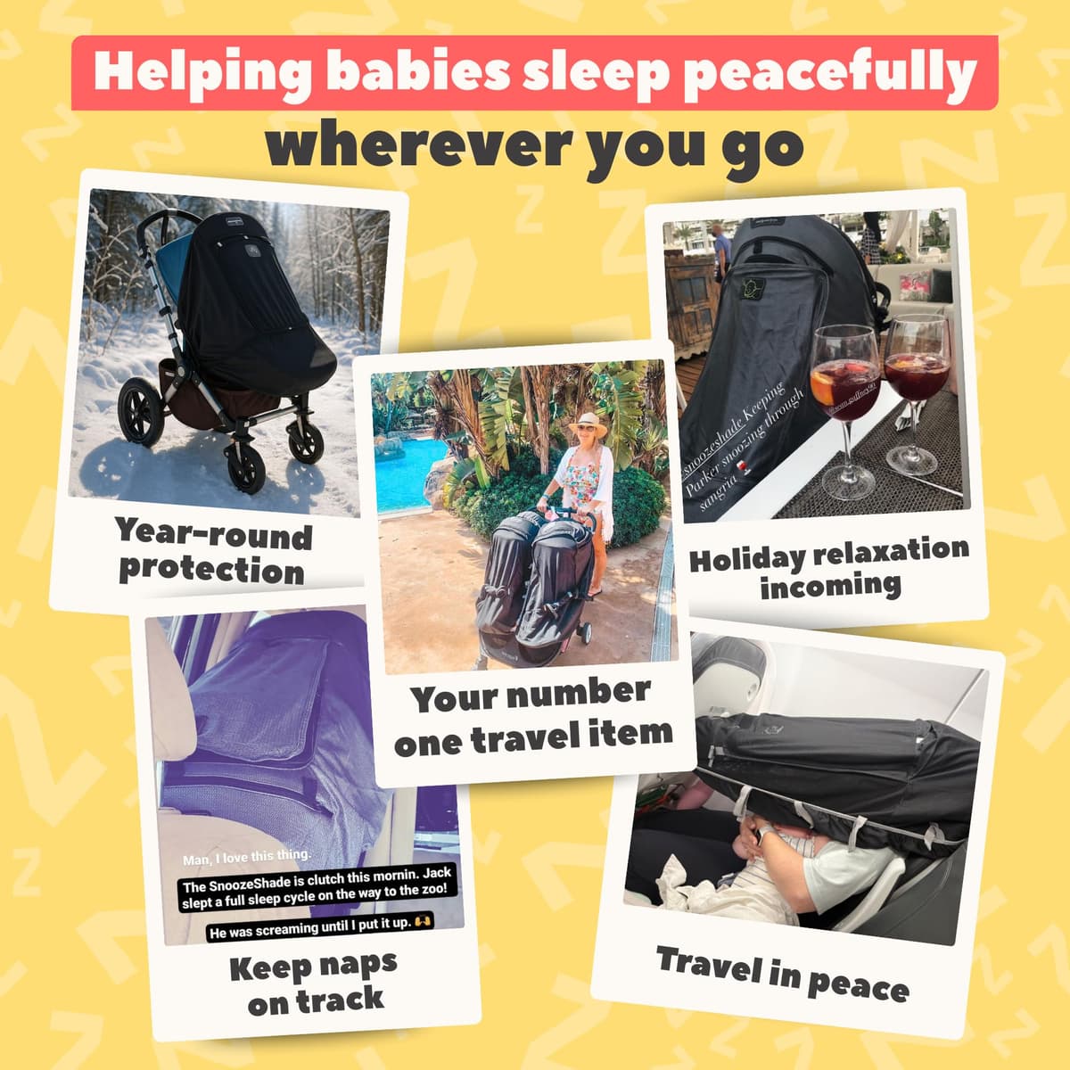SnoozeShade Plus Extra Pram and Stroller Sun Shade Cover Blocks 99% UV UPF50+ Baby Sleep Aid and Breathable Blackout Canopy for Pushchairs Buggies and Travel Strollers — view 4