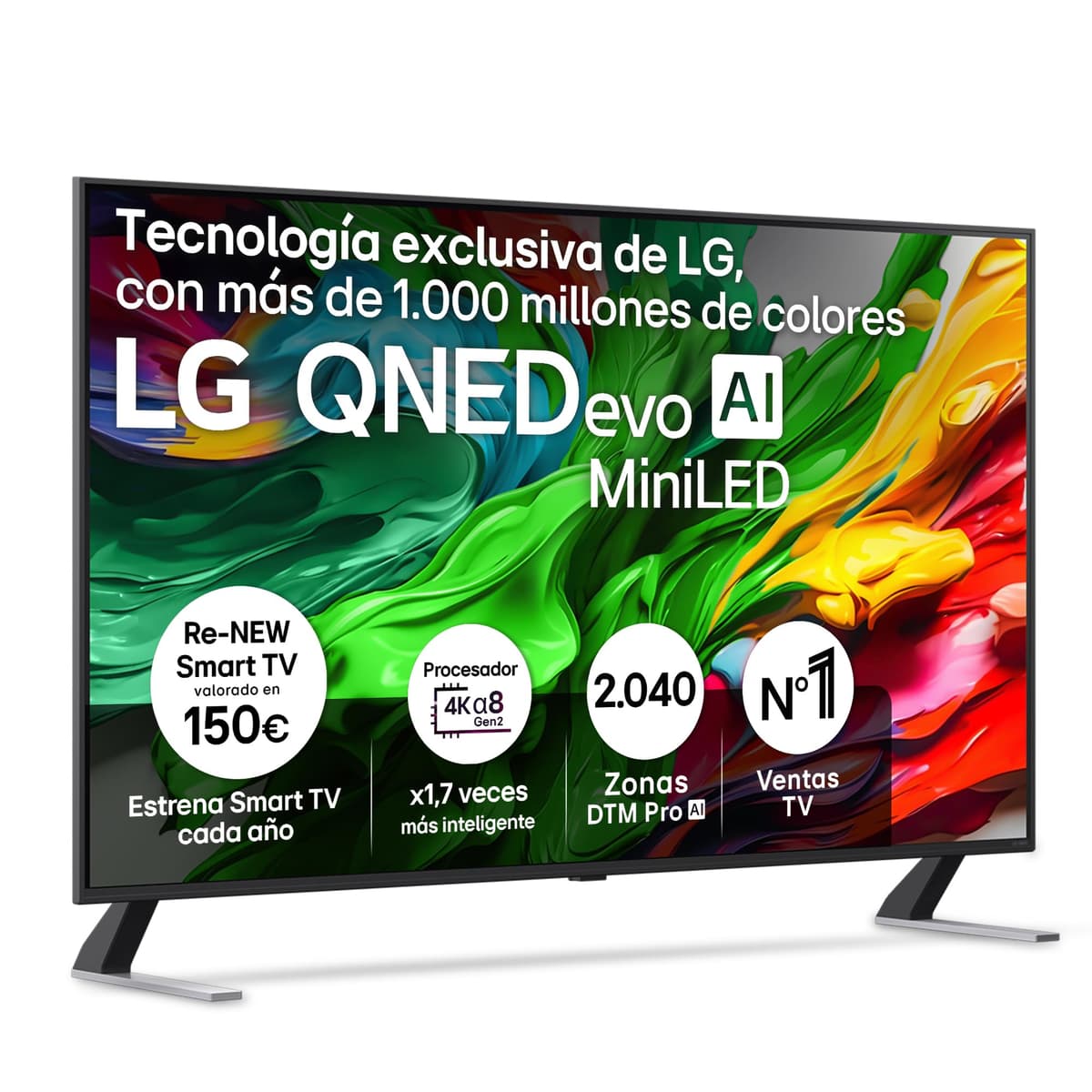 LG 55QNED85A6C - TV 55", 4K QNED EVO, Smart TV, WebOS 25, Procesador Potente e Inteligente, MiniLED AI, Super Upscaling, Dolby Vision y Dilgital Plus, Alexa/Google Assistant, Negro