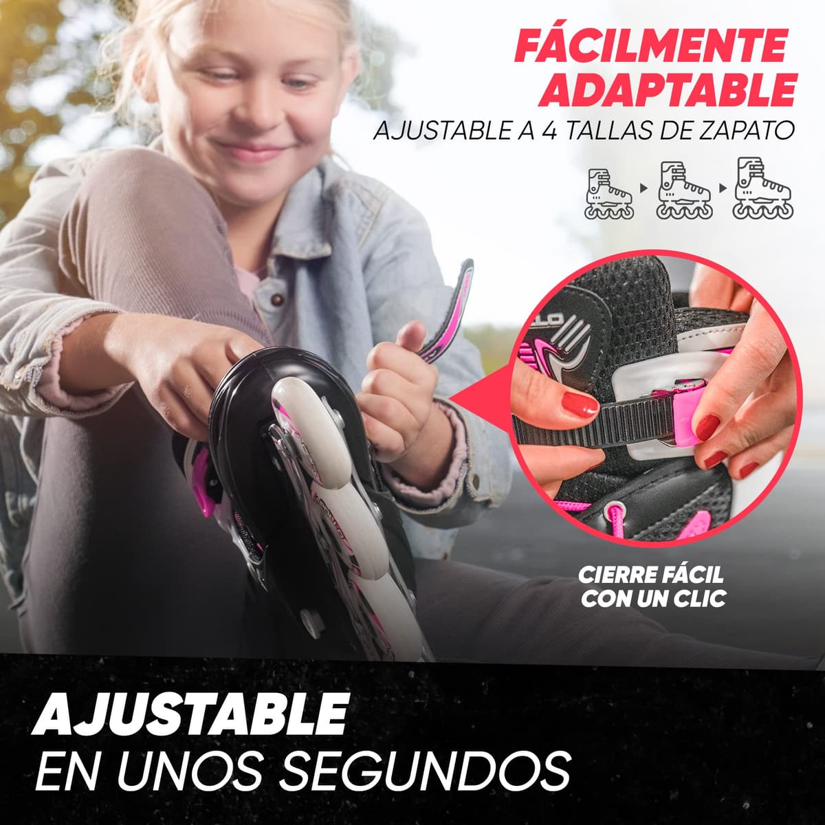 Apollo Patines en Línea Niña y Niño Super Blades X Pro – Patines en Línea Disponibles en Tamaño S, M, L – Patines de Ruedas LED - Cómodos Patines Niña o Niño, Ideales para Principiantes — view 2