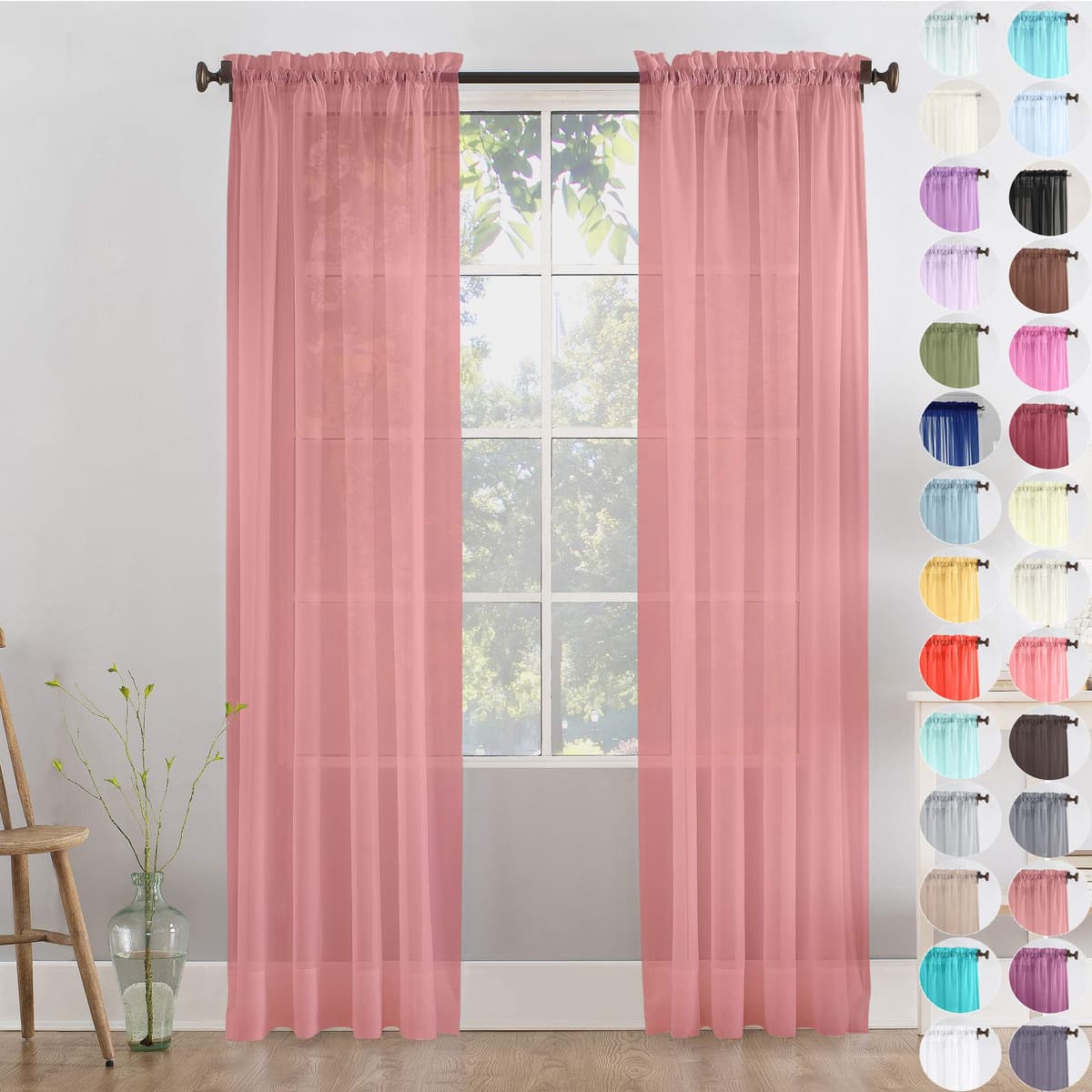 Megachest a pair of slot top voile curtains (Pure White, 56" wideX81 drop 2 Panels) — view 49
