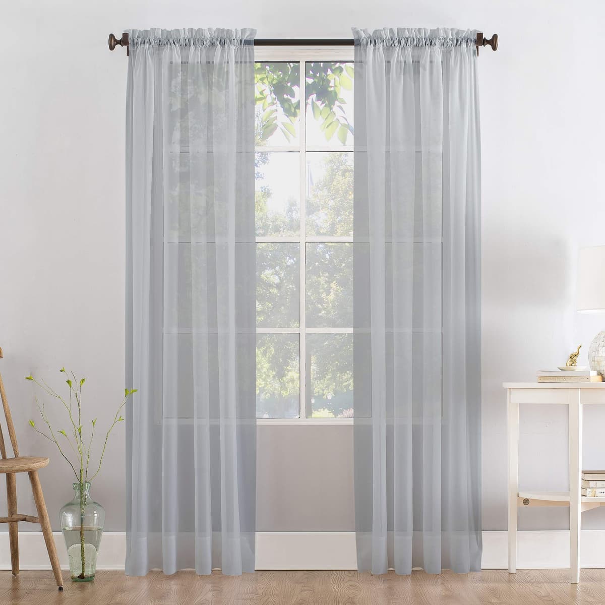 Megachest a pair of slot top voile curtains (Pure White, 56" wideX81 drop 2 Panels) — view 22