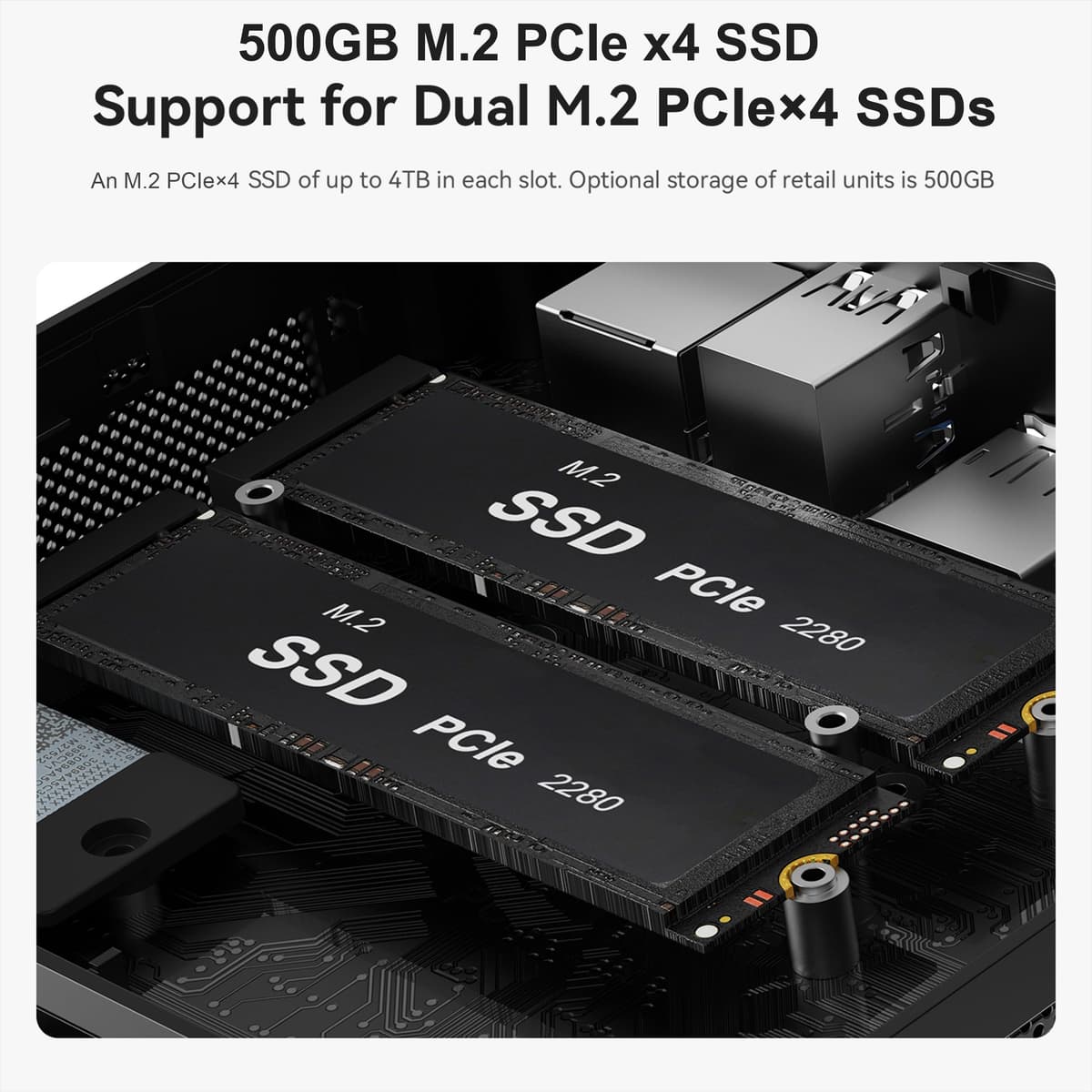 Beelink SEI Mini PC, AMD Ryzen 7 7735HS(up to 4.75GHz), 24GB LPDDR5 500GB PCIe x4, Radeon 680M Graphics Triple 4K Display, 2.5G LAN, Office Mini Desktop Computer — view 6