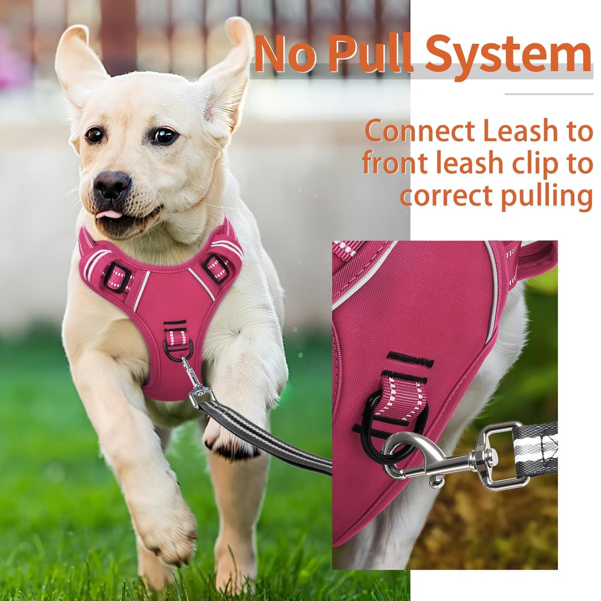 HEELE Dog Harness Medium No Pull Dog Vest Harness with Soft Handle Reflective Pet Harness for Outdoor Training Walking, Black, M — view 40