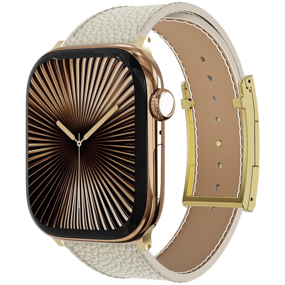 Leather Watch Band with Magnetic Buckle,Dressy Apple Watch Ultra Leather Band Rugged Durable Replacement Strap for Men & Women — view 2