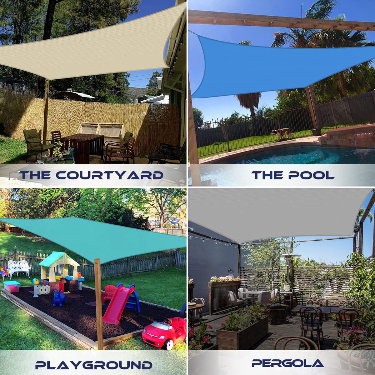 Windscreen4less 18' x 20' Sun Shade Sail Rectangle Outdoor Canopy Cover UV Block for Backyard Porch Pergola Deck Garden Patio (Beige) — view 2