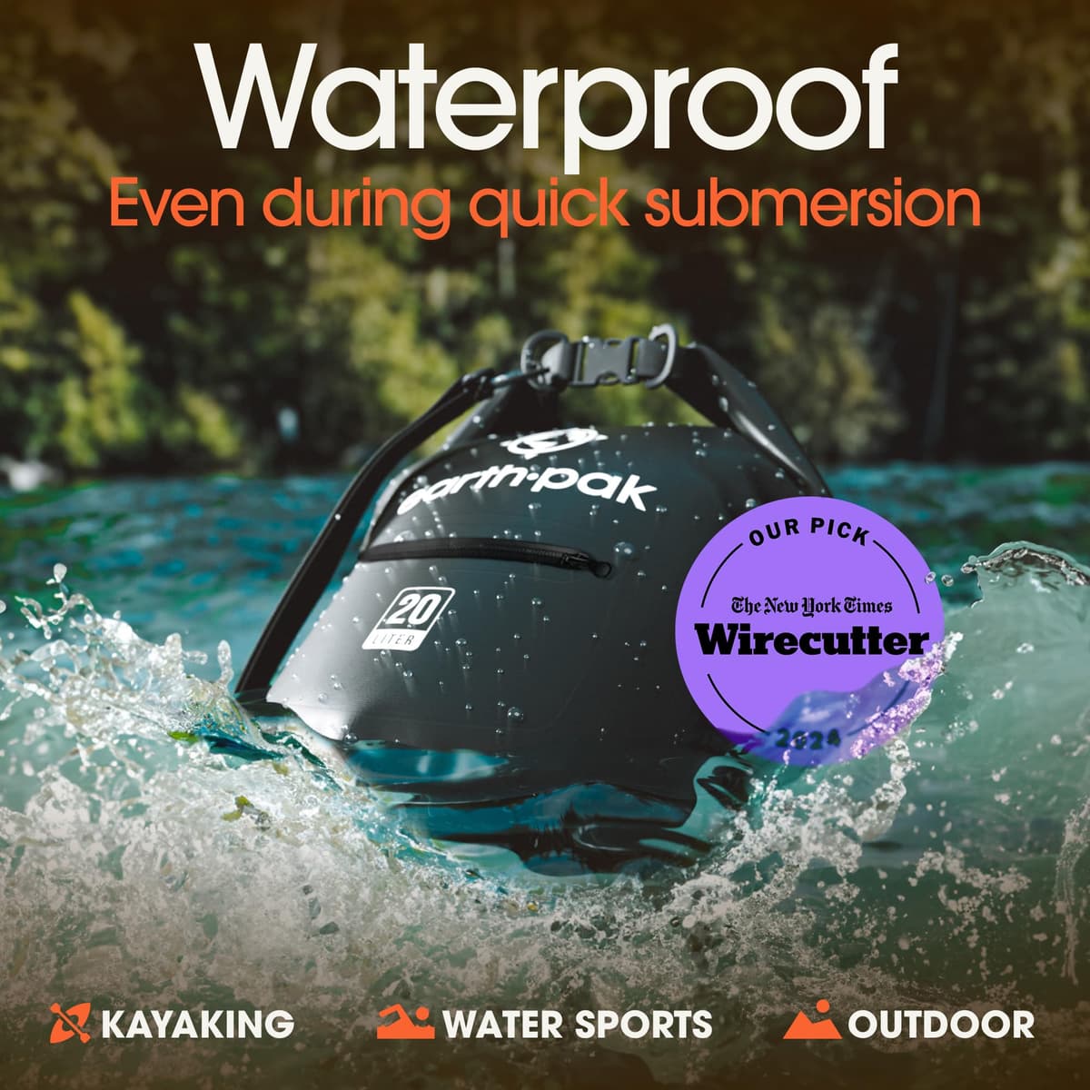 Earth Pak Waterproof Dry Bag - Roll Top Waterproof Backpack Sack Keeps Gear Dry for Kayak with Waterproof Phone Case — view 3