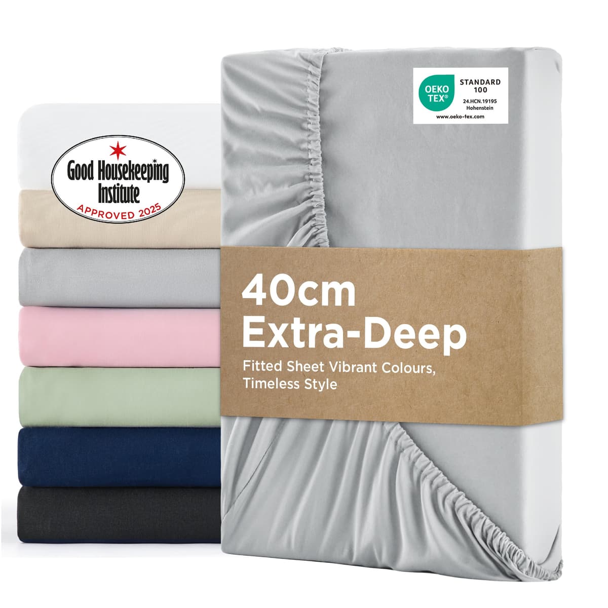 Bedsure Small Double Fitted Sheet - Bed Sheets Extra Deep Pocket 16 Inches (40 cm), Soft Brushed Polyester Microfiber Material for 3/4 Bed, Beige, 122x190cm — view 10