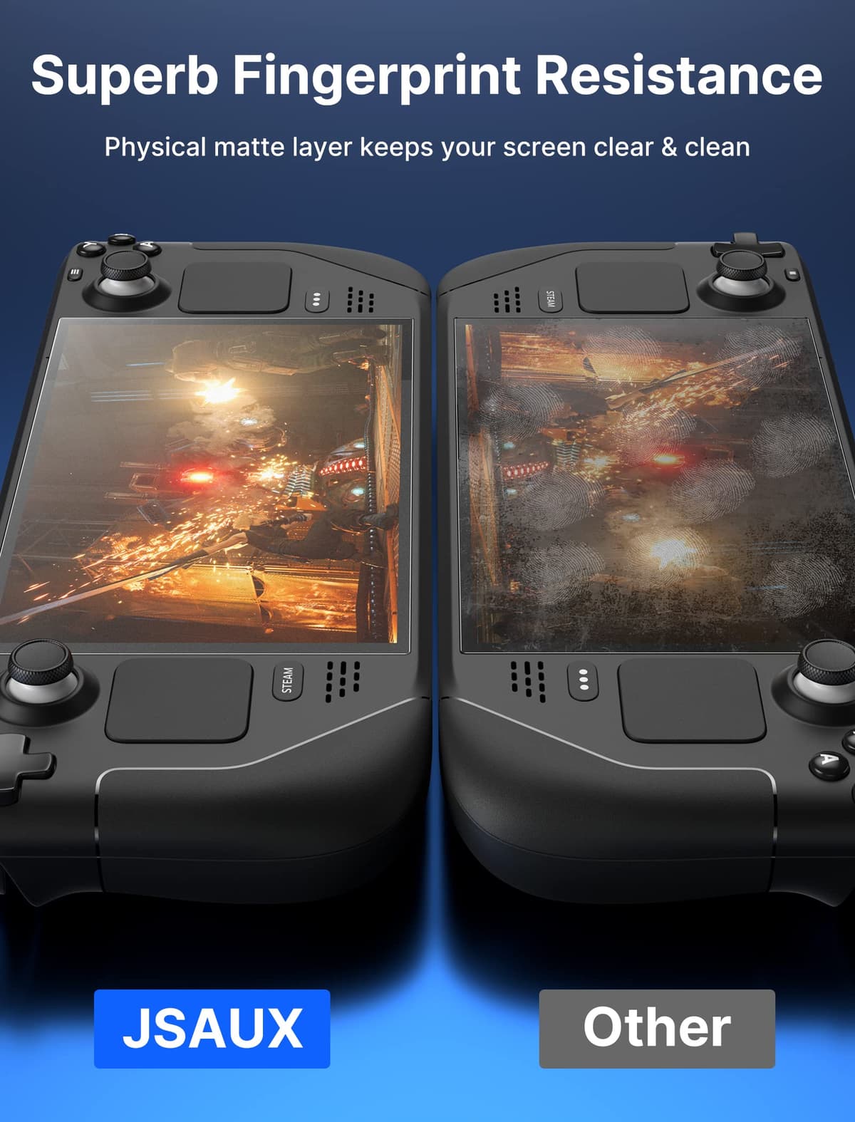 JSAUX Protector Pantalla Anti-reflejos para Steam Deck LCD & OLED [2 Piezas], Cubierta integral de Cristal Templado, Fácil de Instalar con Marco guía (Versión Mejorada) — view 4