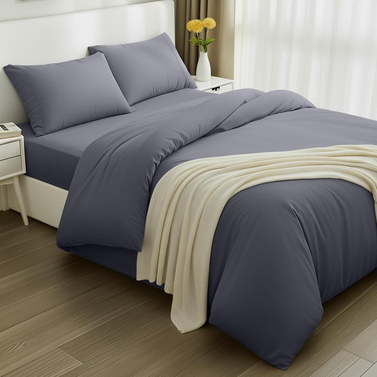 Utopia Bedding 3 Piece Single Bedding Set - Duvet Cover, Fitted Sheet with Pillow case - Soft Brushed Microfiber (Grey) — view 33