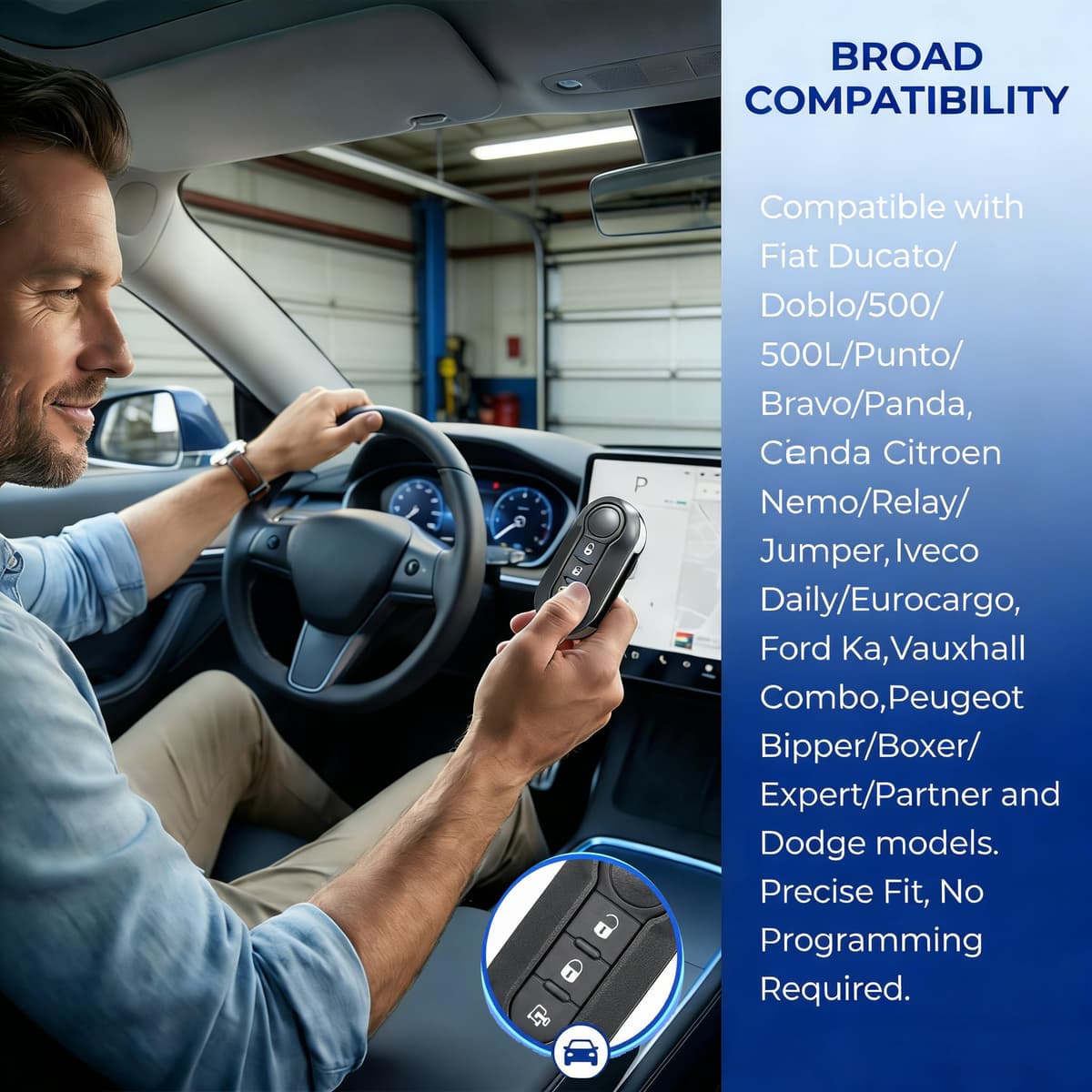 3 Button Key Fob Case for Peugeot Boxer Citroen Relay Jumper Fiat Ducato Iveco Daily,Key Shell for Fiat 500 Punto Panda Doblo Vauxhall Combo Citroen Nemo Ford Ka with Battery CR2032 — view 5
