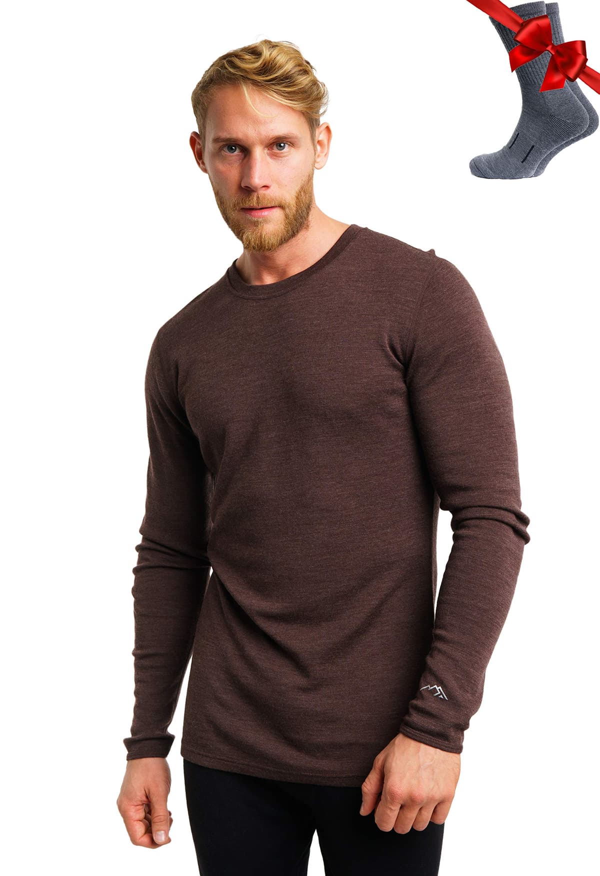 Merino.tech Camiseta Lana Merino Hombre - Deportiva Ropa Térmica 100% Lana Merino Ligero, Medio, Pesado con Calcetines — view 28