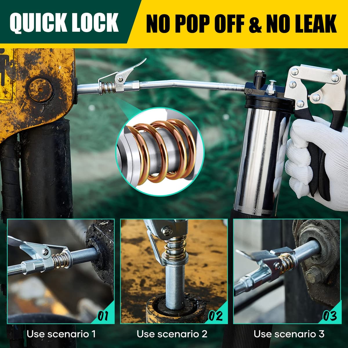 Saker Grease Gun Coupler,Compatible with All Grease Guns 1/8'' NPT Fittings（Suitable for diameters Greater Than 14mm,Upgrade to 14000 PSI, New Version 1PC — view 7