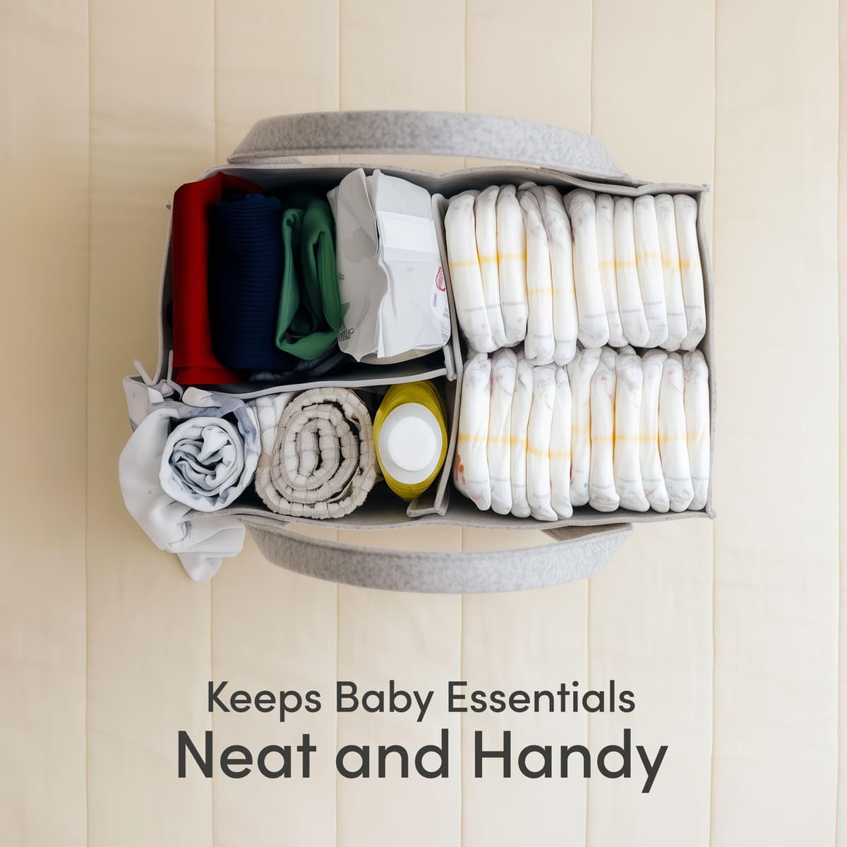 PUTSKA Nursery Storage Basket - Baby Nappy Caddy Organizer for Nappy Station, Newborn Essentials, Baby Shower Gifts and Registry Must-Haves for Boy or Girl — view 7