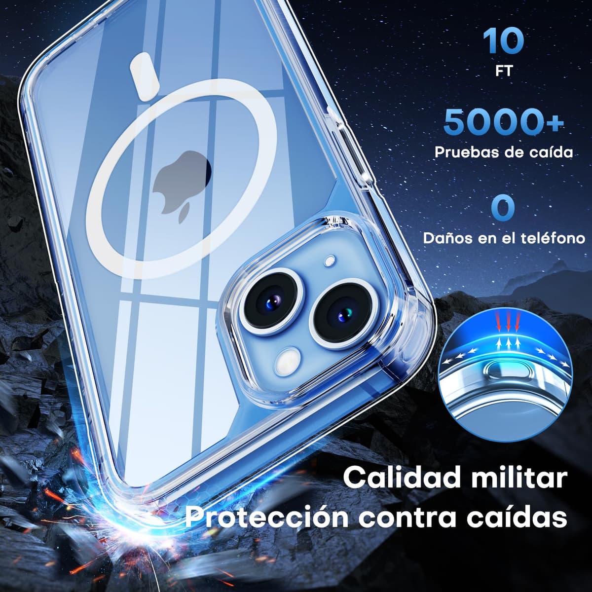 TAURI Funda para iPhone 13/iPhone 14, Compatible con MagSafe [No amarillea] con Vidrio Templado, Carcasa Nueva para iPhone 13/iPhone 14,Funda Ultra Fina antichoque - Transparente — view 5