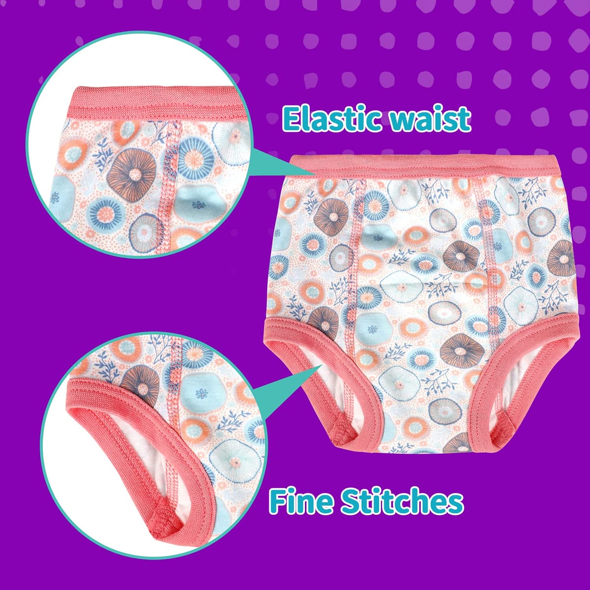 FLYISH DIRECT Potty Training Pants for Girls, 100% Cotton Potty Trainer Pants for Toddlers, Reusable Toilet Training Underwear, 8 Packs, Pink Flowers, 2 Years — view 5