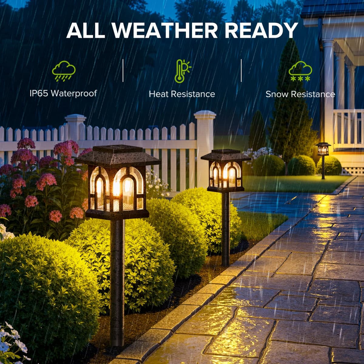 BUCASA Solar Lights Outdoor Garden, 6 Pack Garden Lights Solar Powered Waterproof with Warm White Light, Retro Solar Garden Ornaments Outdoor Path Lights for Landscape, Patio, Yard, Pathway — view 2