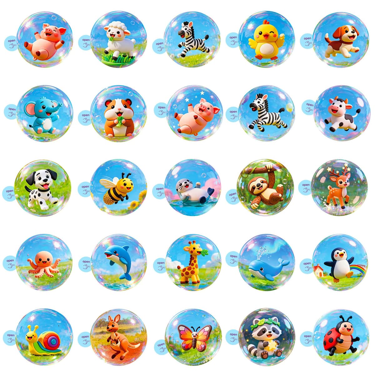 Anboor Stickers for Water Bottles, 50PCS Waterproof Vinyl Cute 3D Animal Sticker for Laptop Luggage Skateboard Teens Adults — view 2
