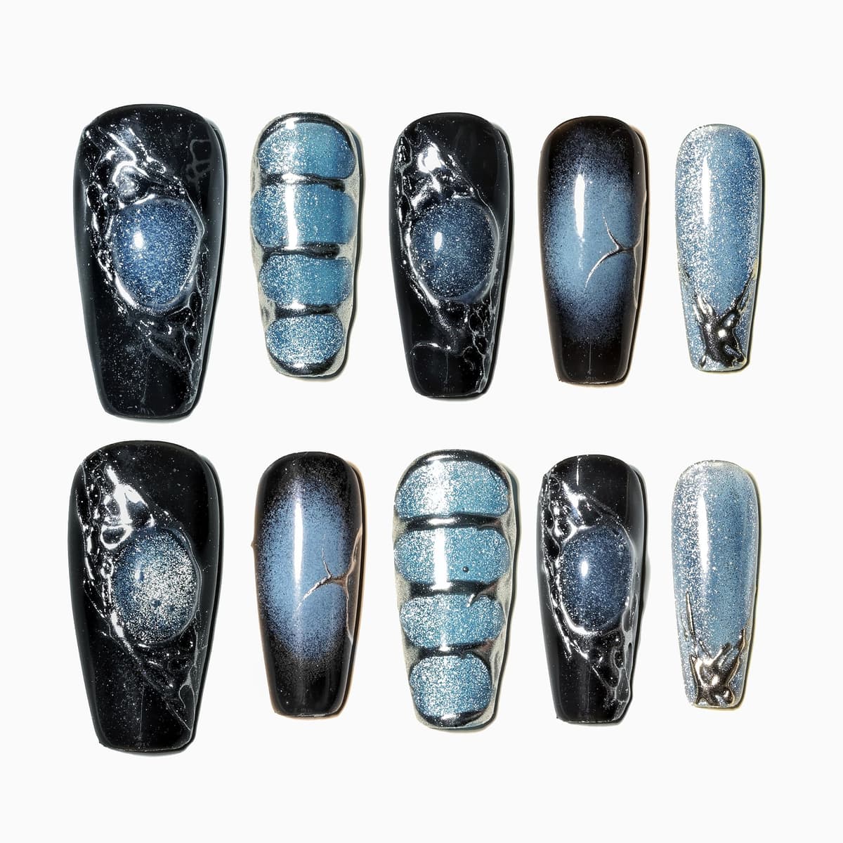 Sun&Beam Nails Handmade Press On Nail Long Coffin Ballerina Pink Flower Acrylic Fake Tip 3D Design Art Charms Cute with Storage Box 10 Pcs (S) — view 155