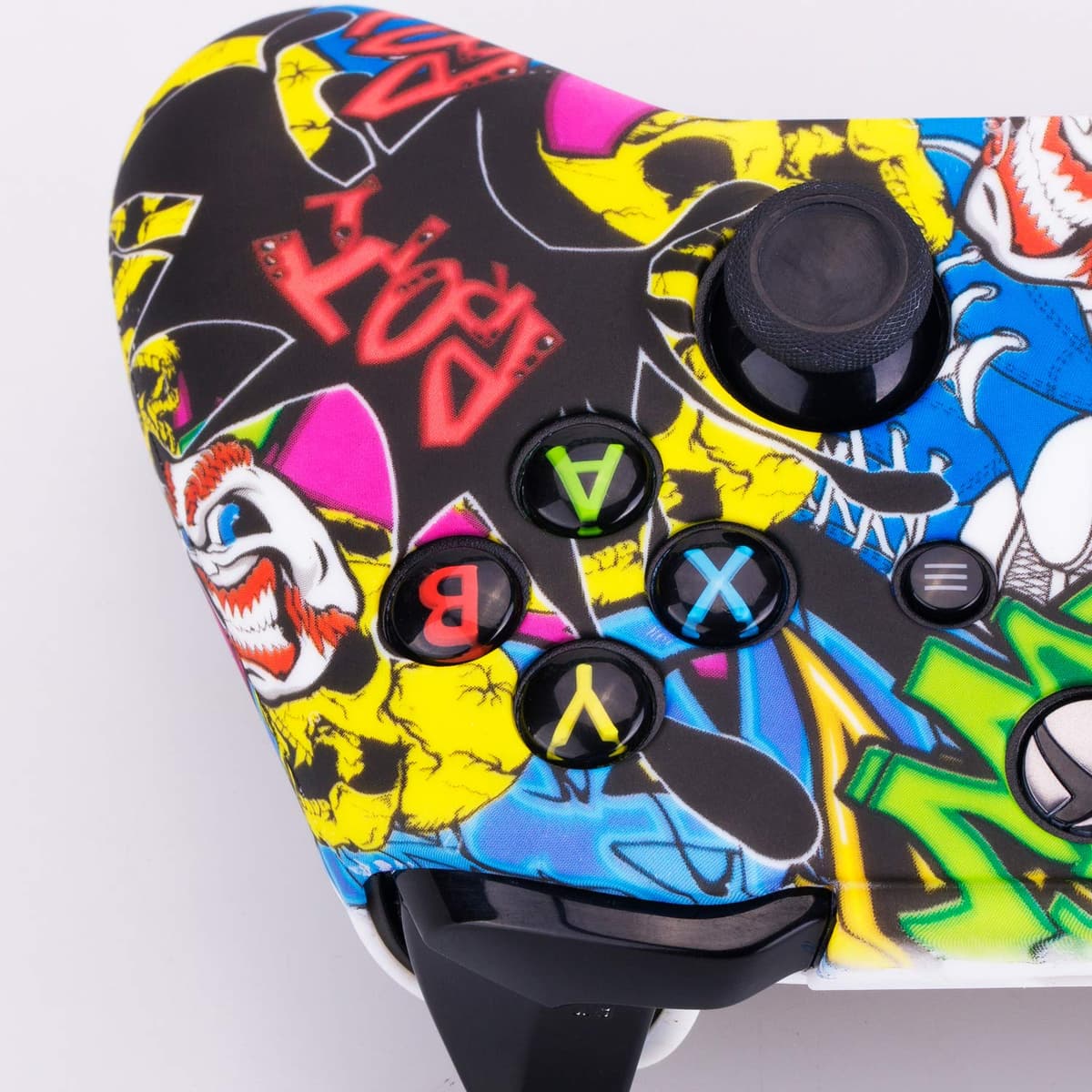 Yorha Impresión Caucho de Silicona Funda Skin Case Carcasas Piel para Xbox One S/X Mando Controller x 1 (Calavera comica) con Agarres para el Pulgar Thumb Grip Pro x 8 — view 5