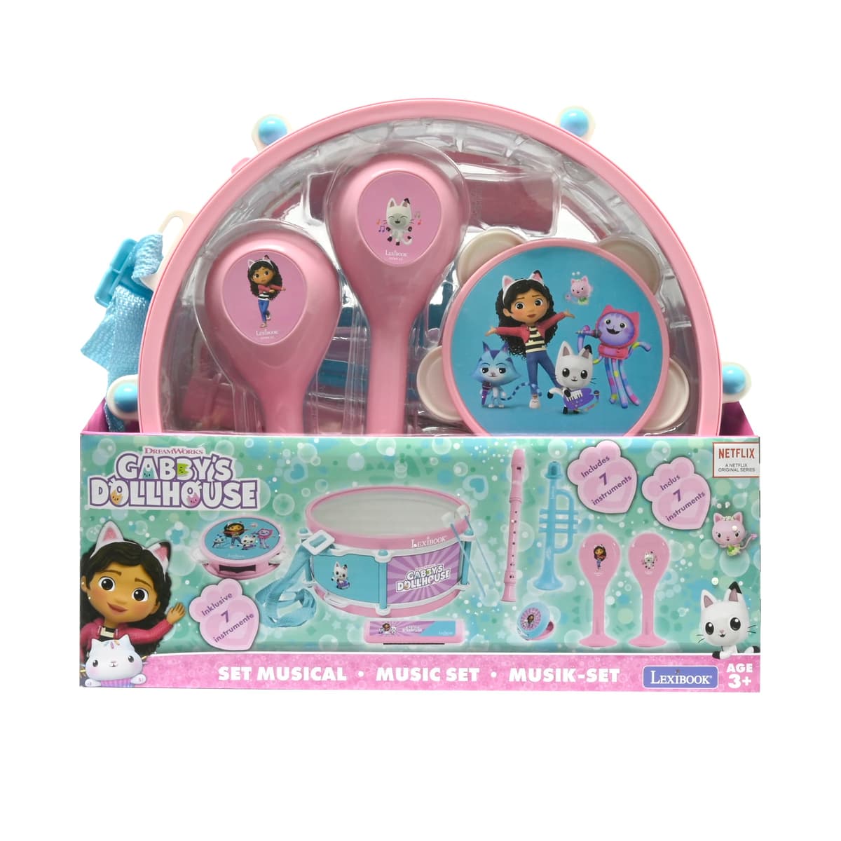 Lexibook, La Casa de Muñecas de Gabby, Set de 7 Instrumentos Musicales (Tambor, Maracas, Castañuela, Armónica, Flauta, Trompeta, Pandereta), Juguete Musical, Práctico para Llevar, Rosa/Azul, K360GDH — view 5