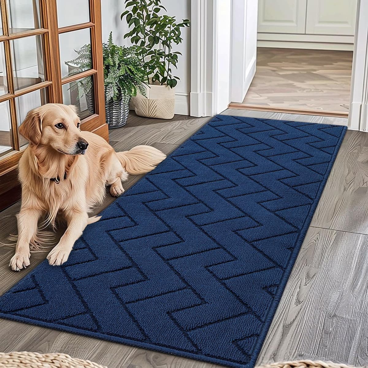 Biscpro Door Mats Indoor,Dirt Trapper Mat Absorbent Non-Slip Low Profile Doormat for Entrance,Inside, Kitchen,Front Door Mat Washable for Pets and Dogs— 50x80cm,Grey — view 17