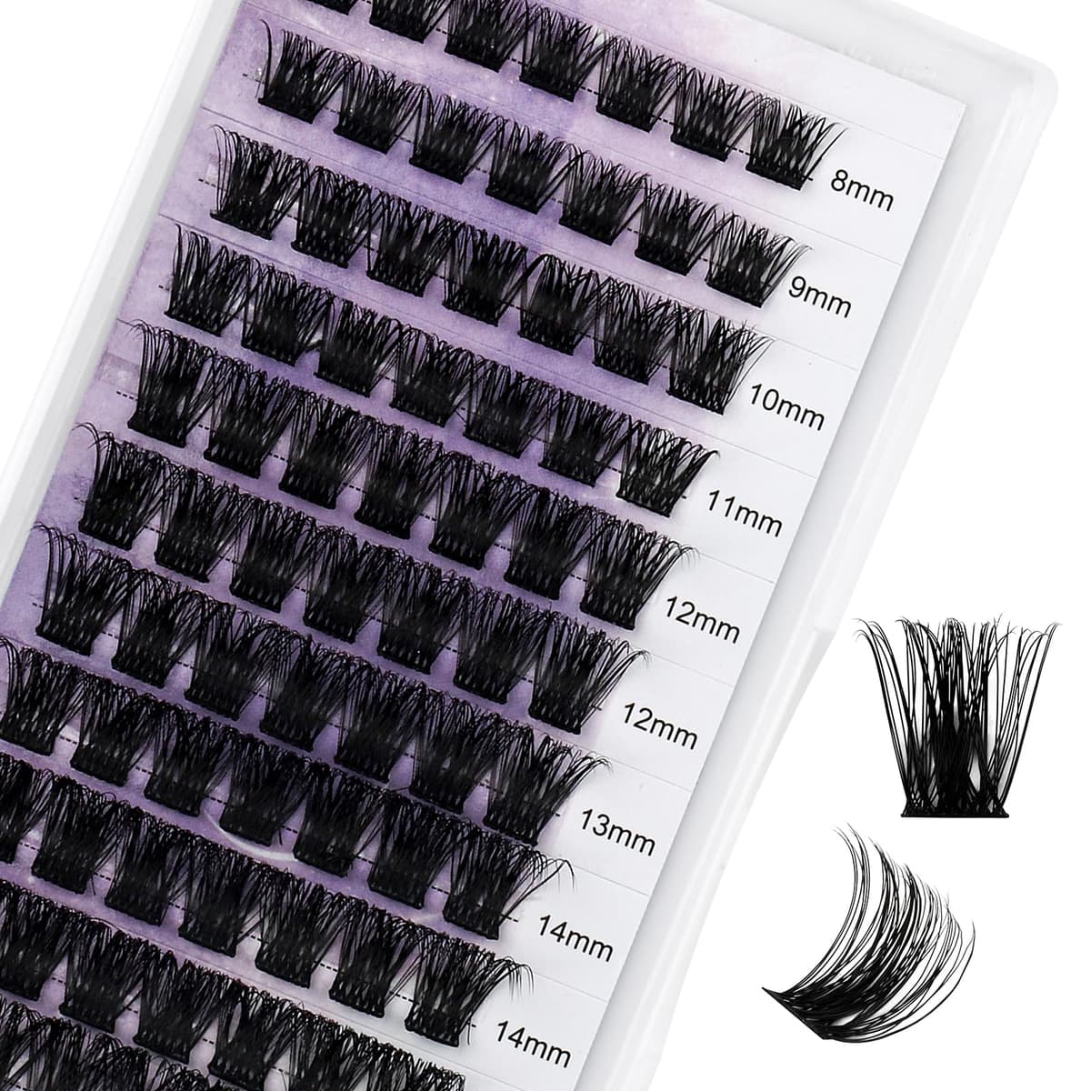 WENDY Pestañas Postizas Individual D Curl 0.07mm Mix 8-16mm Cluster Lashes 3D Effect Extensión de Pestañas Professional DIY(C3-D-816)