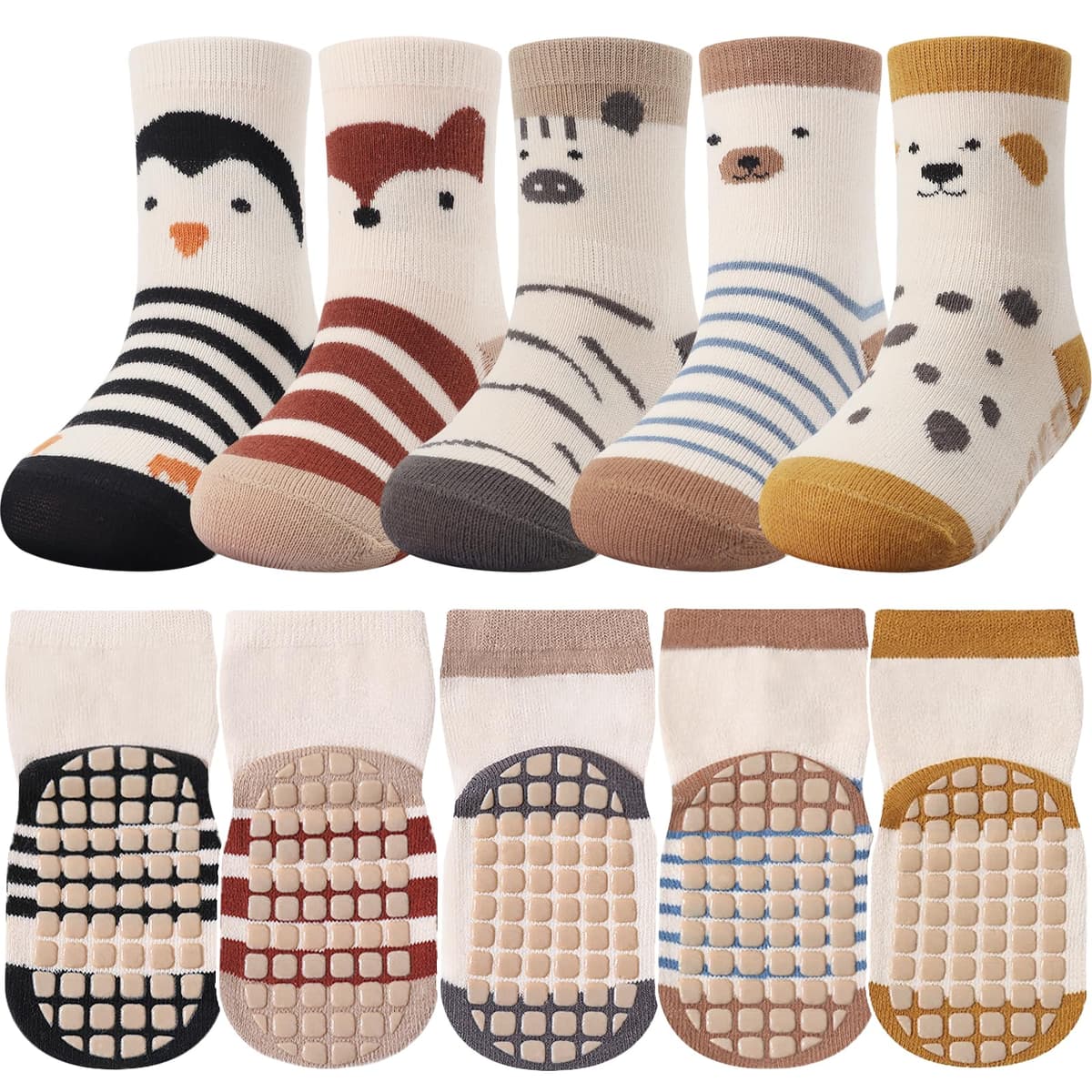 DRESHOW Bebés Calcetines Antideslizantes Calcetines de Tripulación de Tobillo con Agarres Calcetines de Algodón de Dibujos Animados para Bebé Niñas Niños — view 10