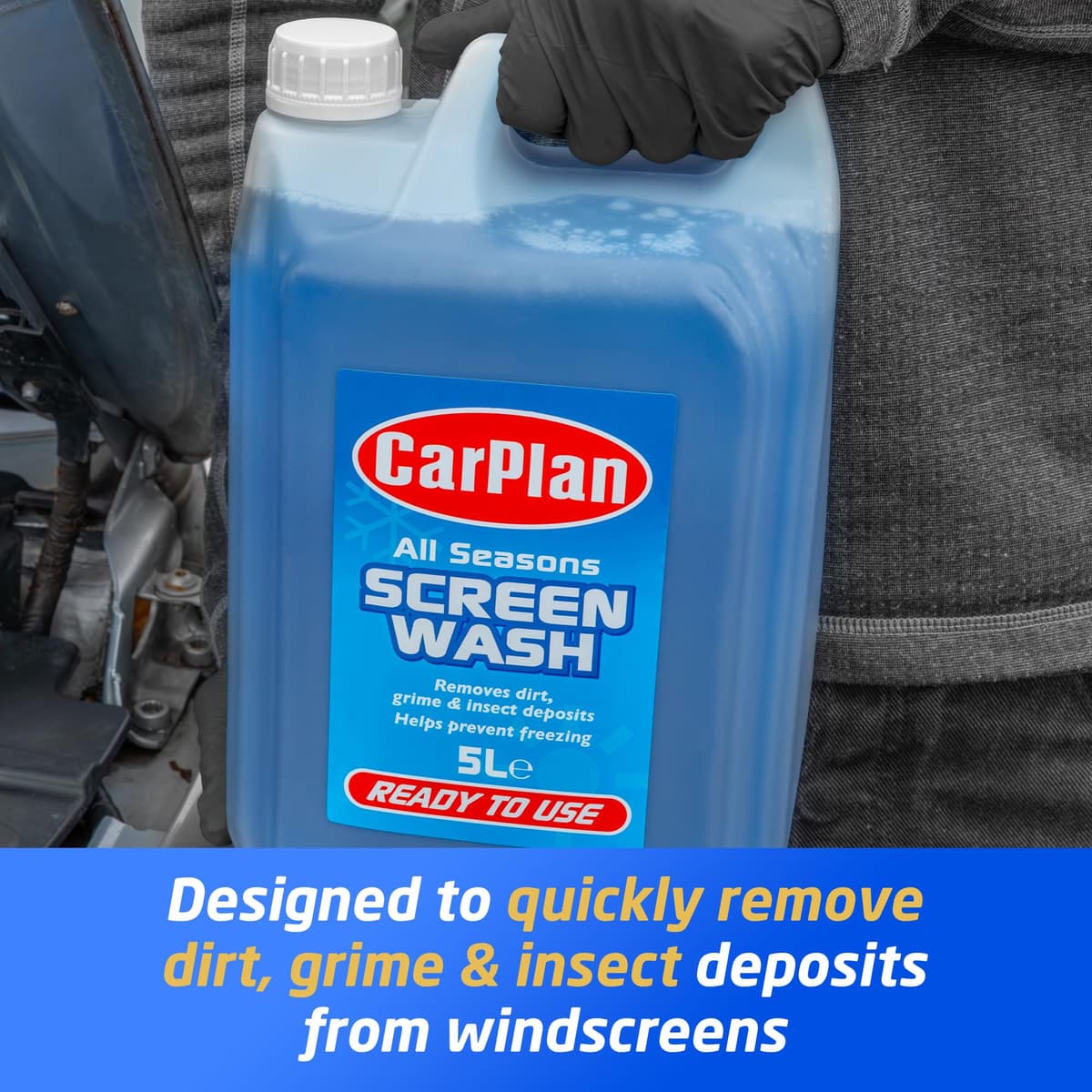 CarPlan All Seasons Ready Mixed Screen Wash, Removes Dirt, Grime, Prevents Freezing, 5 Litres — view 3