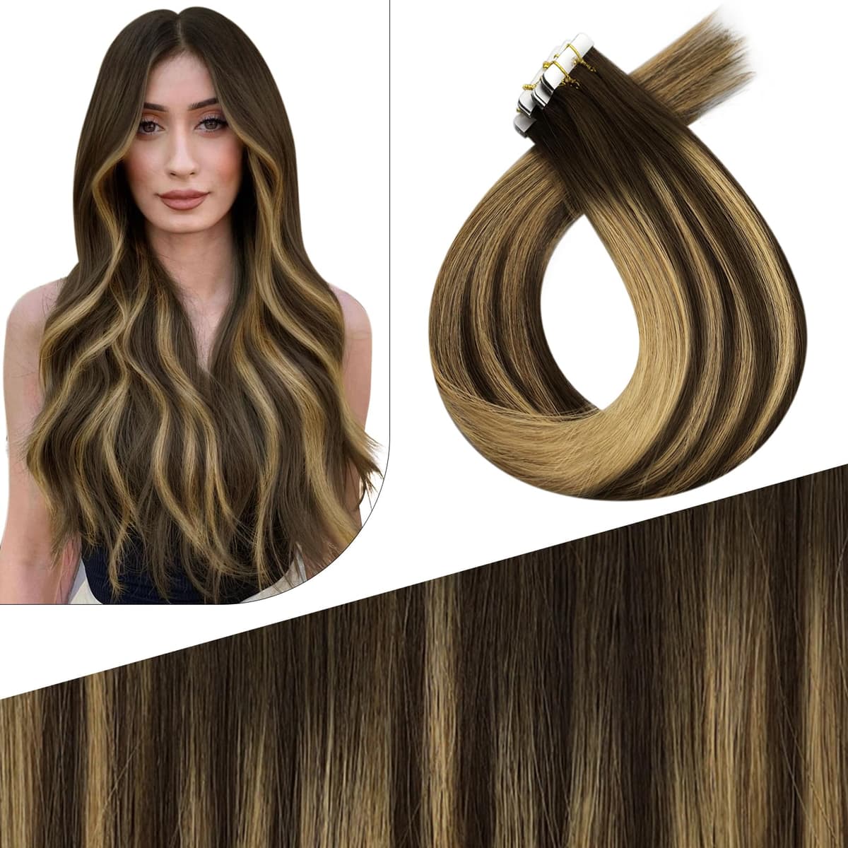 Fshine Extensiones Pelo Natural Adhesivas Rubio Blanco Extensiones Remy Adhesivas 45cm 50g Tape In Hair Extensions Cintas De Cabello Pelo Natural Color 1000 — view 38