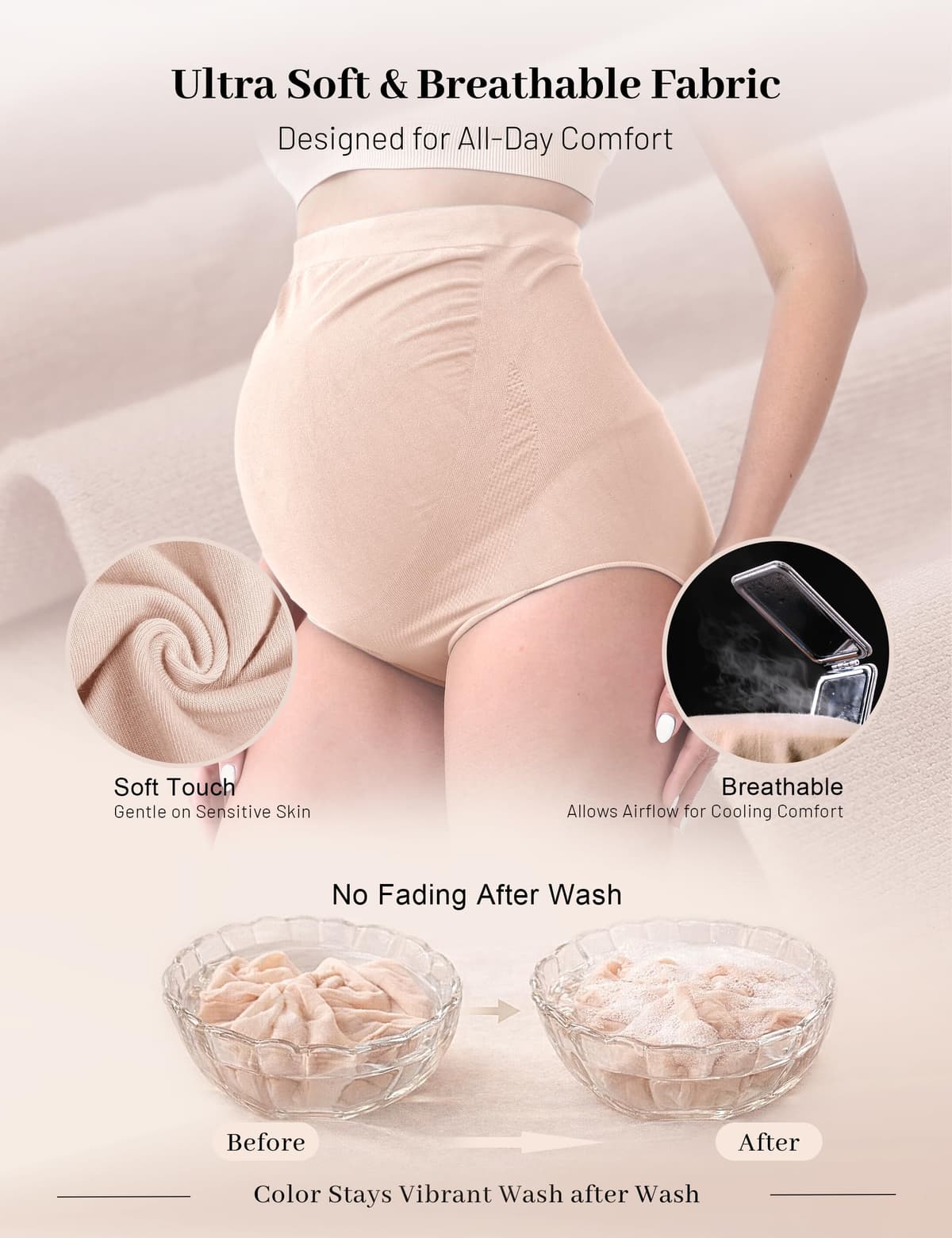 SUNNYBUY Women's Maternity High Waist Underwear Pregnancy Seamless Soft Hipster Panties Over Bump — view 4
