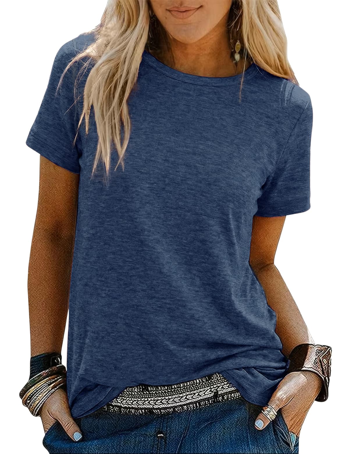 Camisetas Manga Corta Mujer en Colores Variados Camiseta Basica Mujer de Algodón Transpirable y Relajada para Diario — view 10
