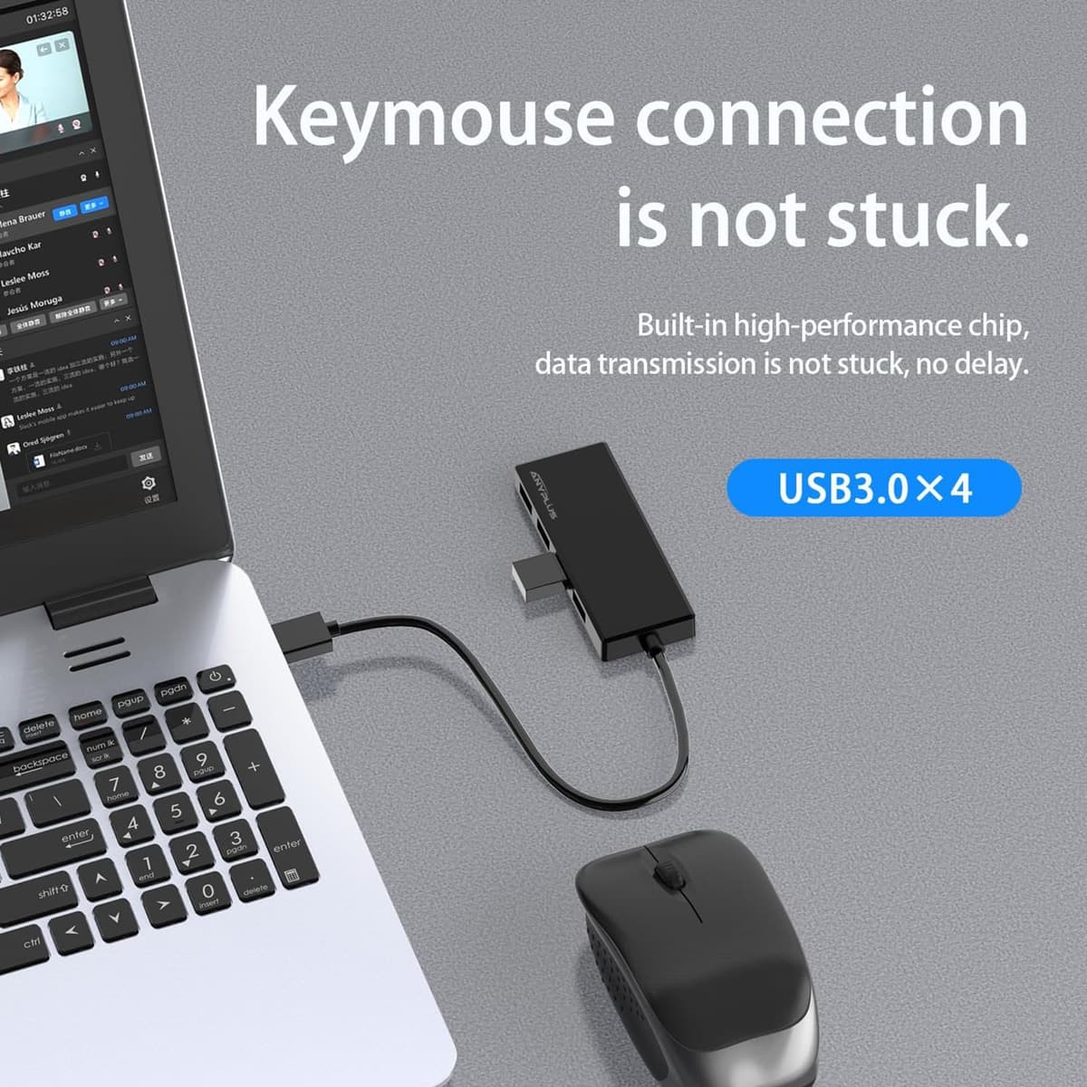 USB 3.0 Hub, 4 Port USB Hub Splitter,Portable USB Adapter Mini Multiport Expander for Desktop, Laptop, Xbox, Flash Drive, HDD, Console, Printer, PC, Keyboards, HP, Dell — view 6