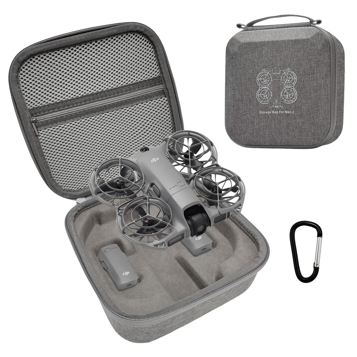 Neo 2 bolsa, carcasa dura portátil para DJI Neo 2 Drone, Maleta Drones Accesorios para DJI Neo 2, Gris Bolsa Estuche Portátil Ligero y Compacto