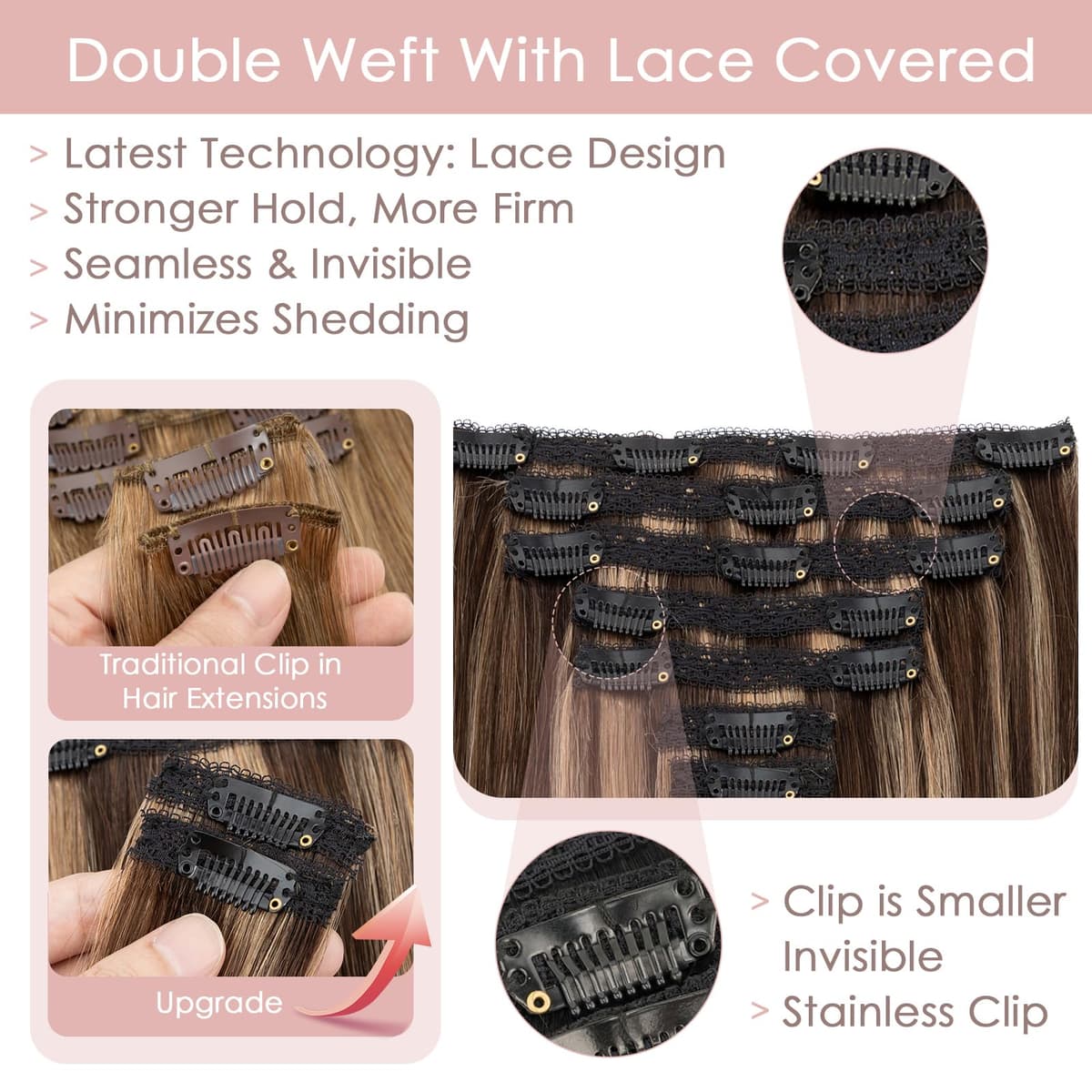 Silk-co 10inch Hair Extensions Clip in Hair Extension Human Hair #04 Medium Brown -Basic Thickness-Thin Weft- 8 Pieces Real Remy Straight Hair Extensions[50g] — view 235
