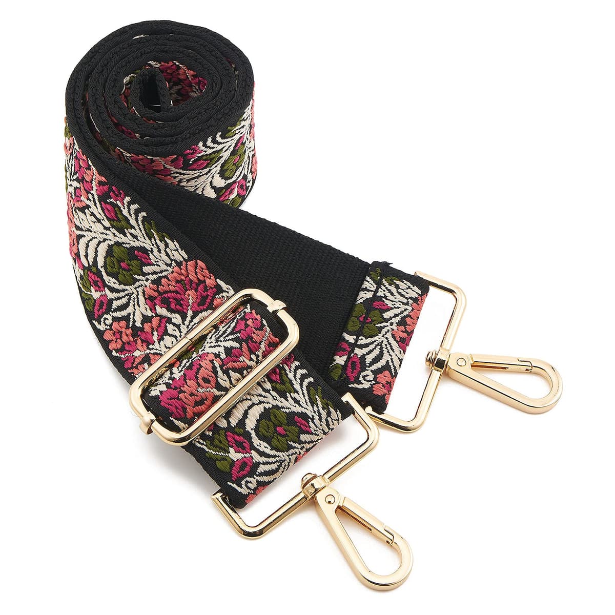 ZOOEASS Wide Shoulder Strap, Guitar Style Adjustable Purse Strap with Gold Buckle Replacement Woven Crossbody Straps for Handbags((3.8CM) Shining Black) — view 13