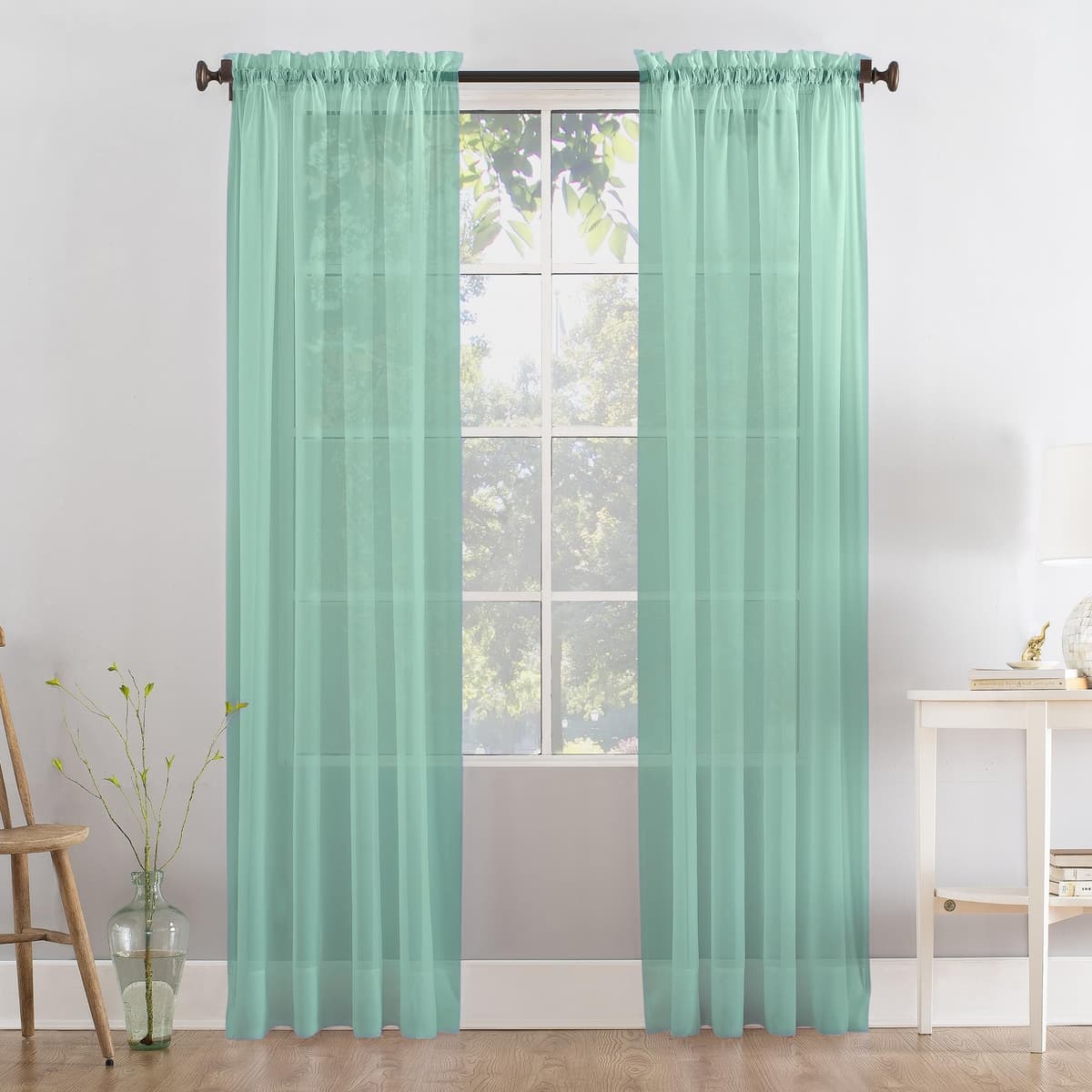 Megachest a pair of slot top voile curtains (Pure White, 56" wideX81 drop 2 Panels) — view 24