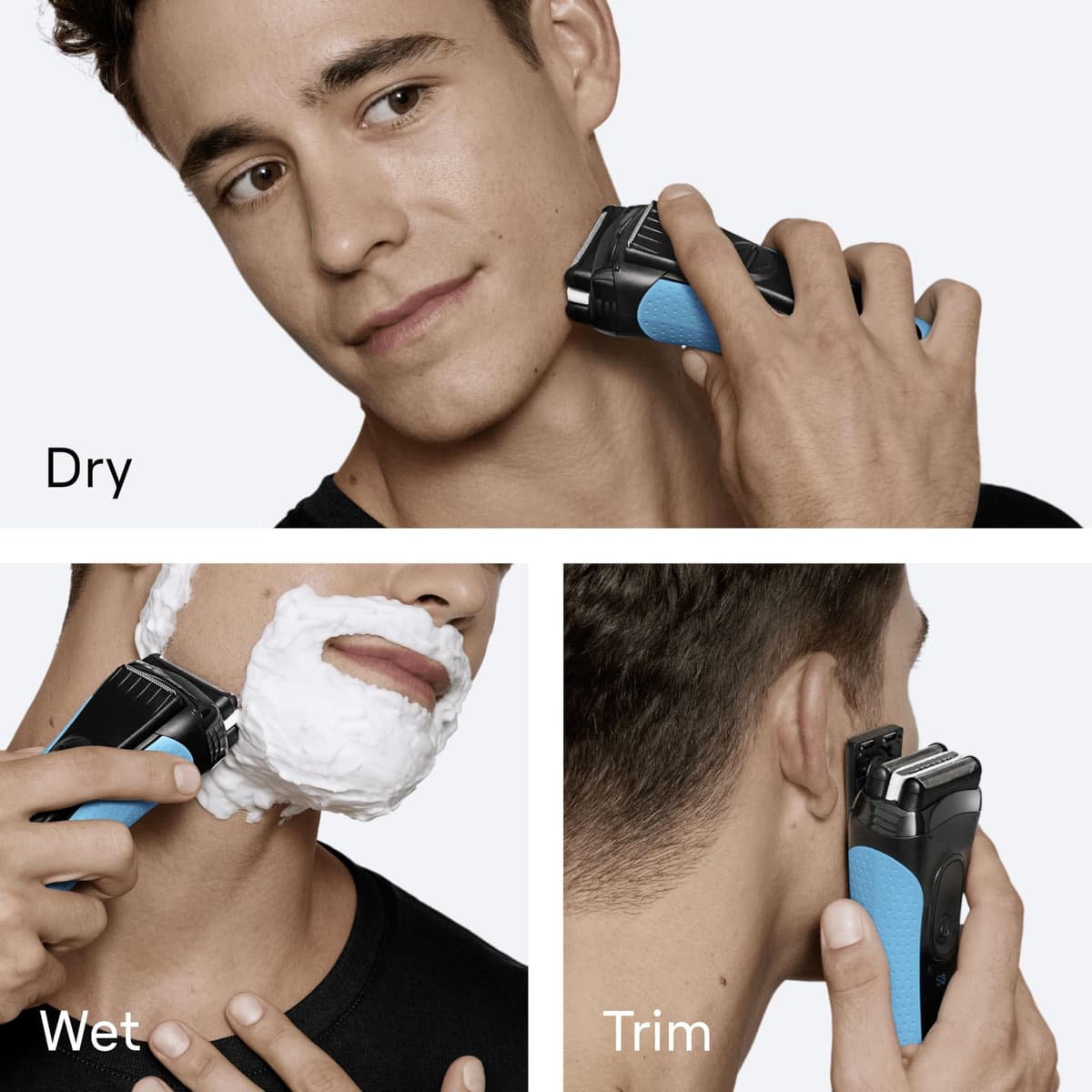Braun Series 3 ProSkin Electric Shaver, 3040si, Black/Blue - Wet & Dry Electric Razor for Men, Pop Up Precision Trimmer, Rechargeable, Cordless, Designed in Germany — view 4