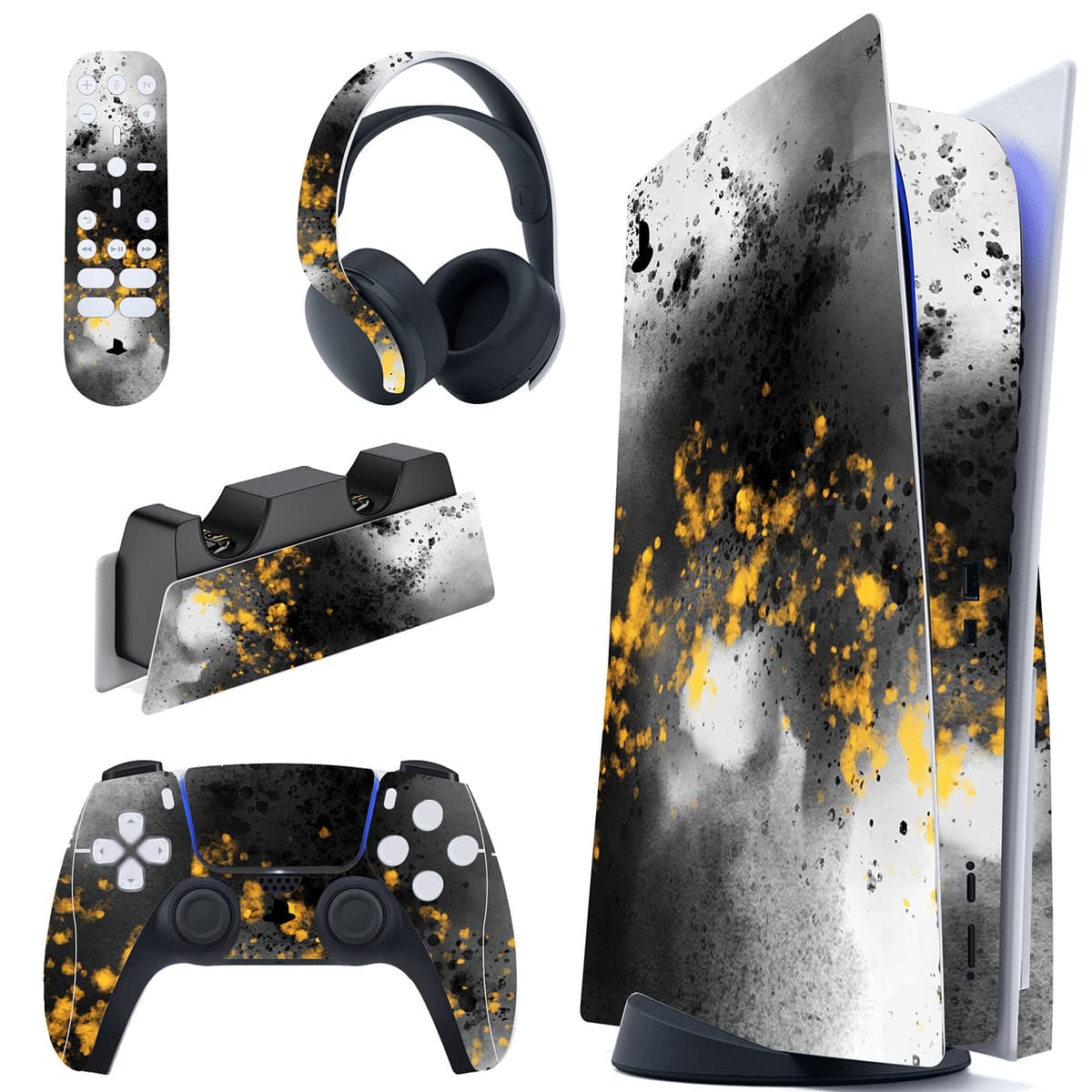 PlayVital Neon Dragoon Full Set Skin Decal for PS5 Console Disc Edition, Sticker Vinyl Decal Cover for PS5 Controller & Charging Station & Headset & Media Remote — view 30