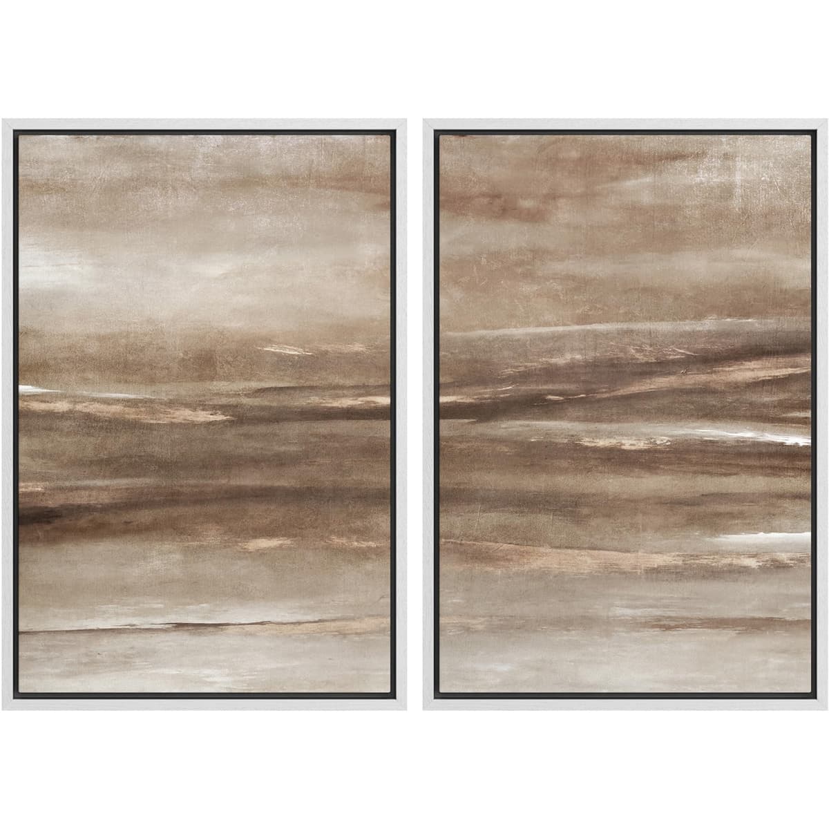 MUDECOR Framed Canvas Print Wall Art Set Watercolor Pastel Duotone Tan Landscape Abstract Shapes Illustrations Modern Art Decorative Contemporary for Living Room, Bedroom, Office - 24"x36"x2 Natural — view 8