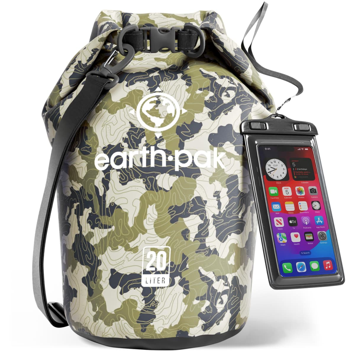 Earth Pak Waterproof Dry Bag - Roll Top Waterproof Backpack Sack Keeps Gear Dry for Kayak with Waterproof Phone Case — view 14