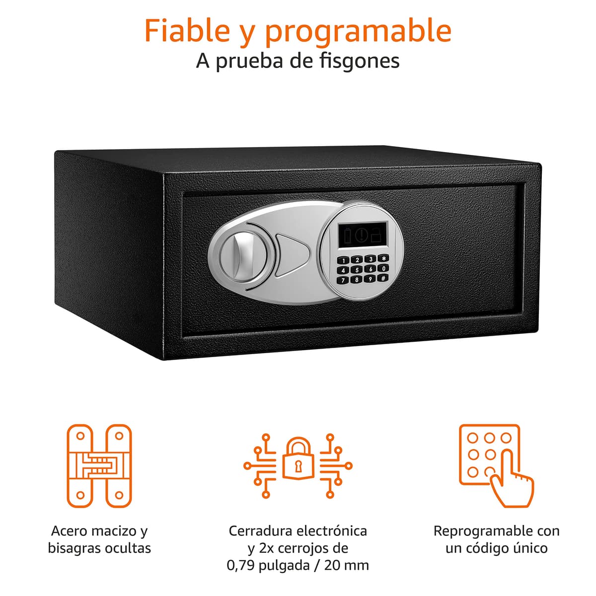 Amazon Basics Caja Fuerte de Seguridad de Acero con Cerradura con Teclado, Protege Dinero, Joyas, Documentos de identificación, 14 l, 35 cm x 25 cm x 25 cm, Color Negro — view 16